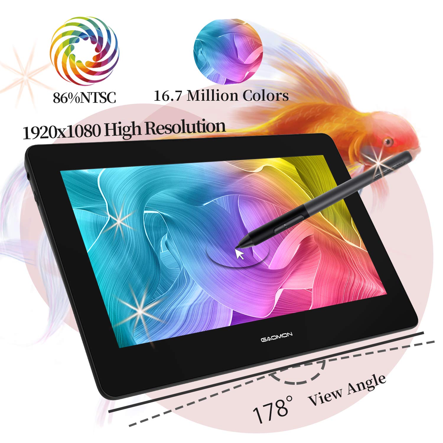 Gaomon Pd1220 11.6 Graphic Pen Display 86% Ntsc Full Laminated Graphics Drawing Monitor With Tilt Support 8192 Levels Passive St