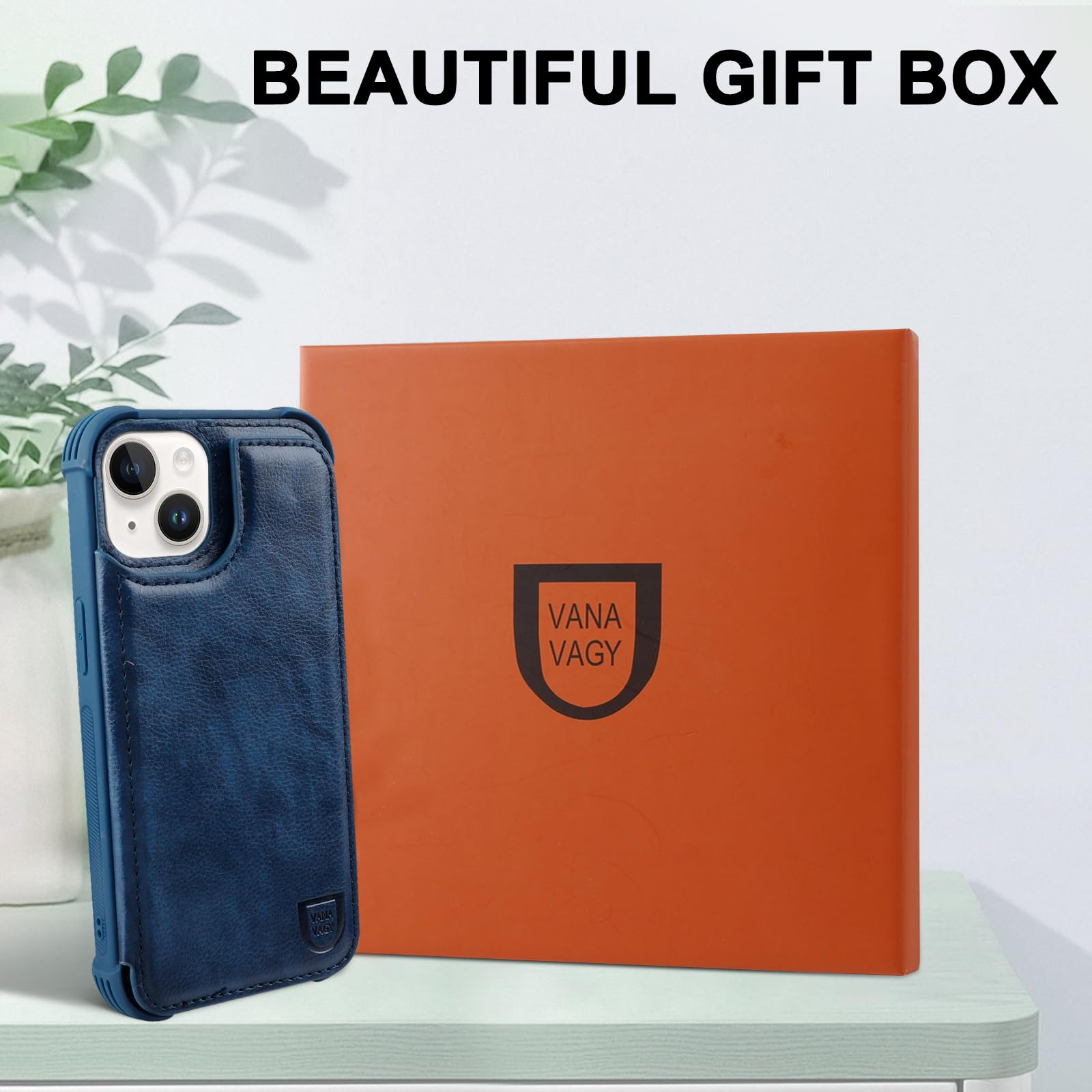 Vanavagy Wallet Case Compatible For Iphone 14/13 For Women And Men,Leather Fits Magnetic Car Mount Flip Folio Phone Cover With C