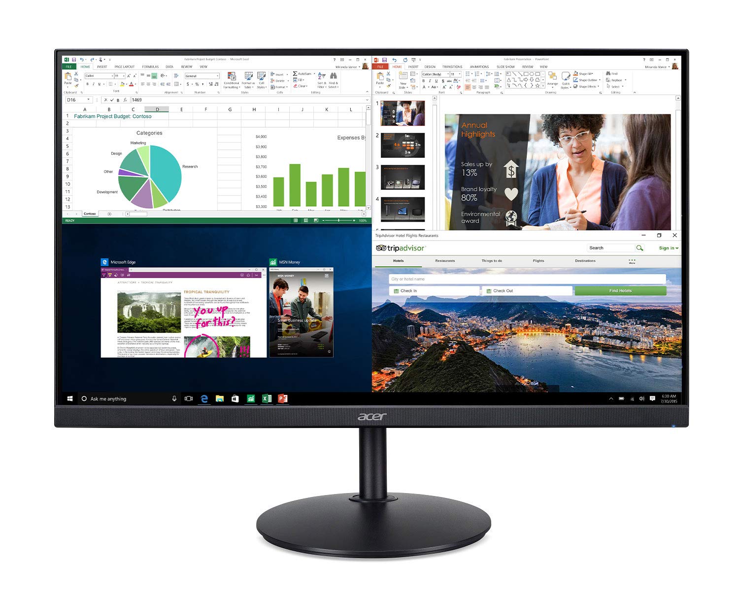Acer Cb242Y Bir 23.8'' Full Hd (1920 X 1080) Ips Zero Frame Home Office Monitor With Amd Radeon Free Sync   1Ms Vrb, 75Hz Refres