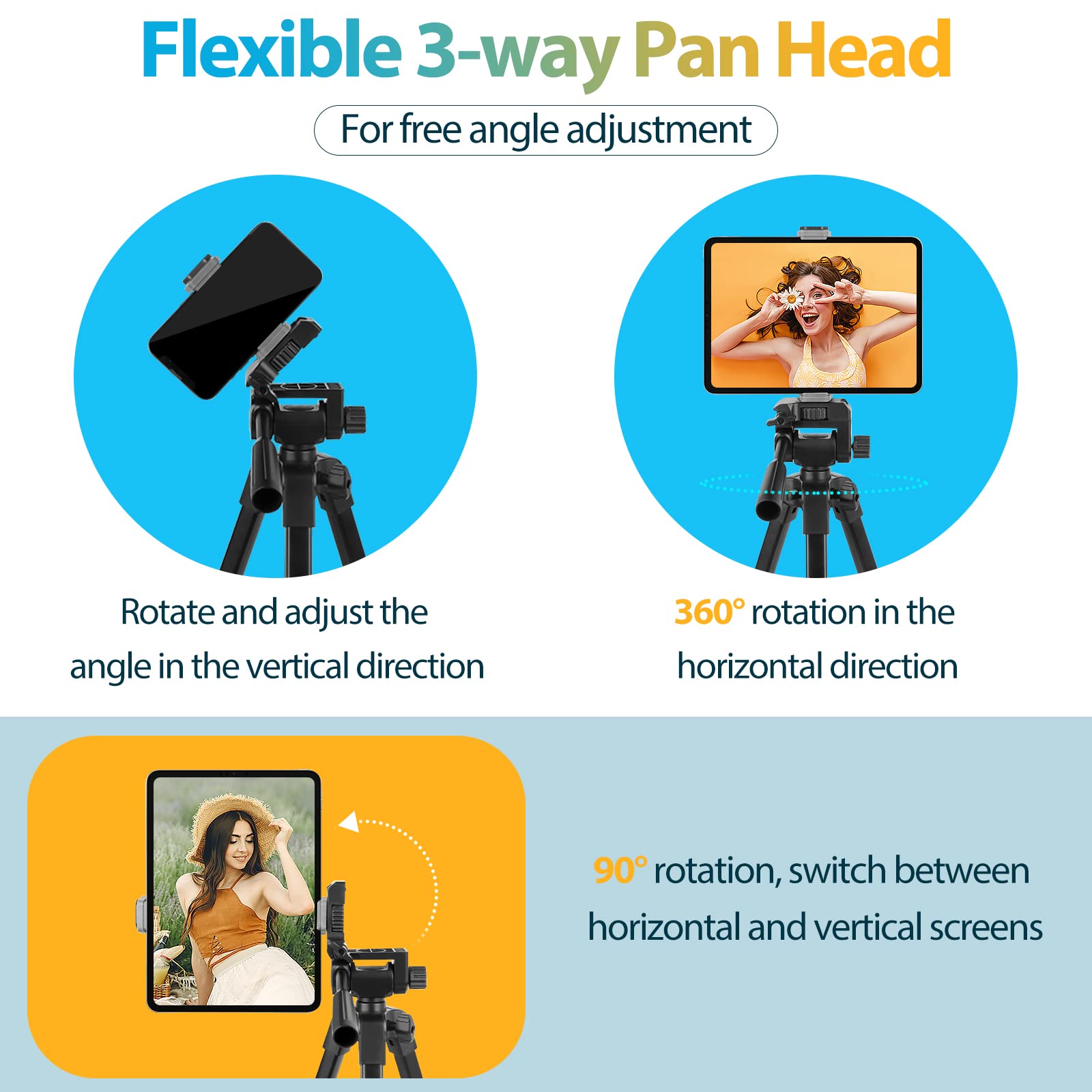 Aureday Phone Tripod Stand, 64� Extendable Cell Phone&Camera Tripod With Wireless Remote And Phone Holder, Aluminum Ipad Tripod For Video Recording/Selfies/Live Stream/Vlogging Black