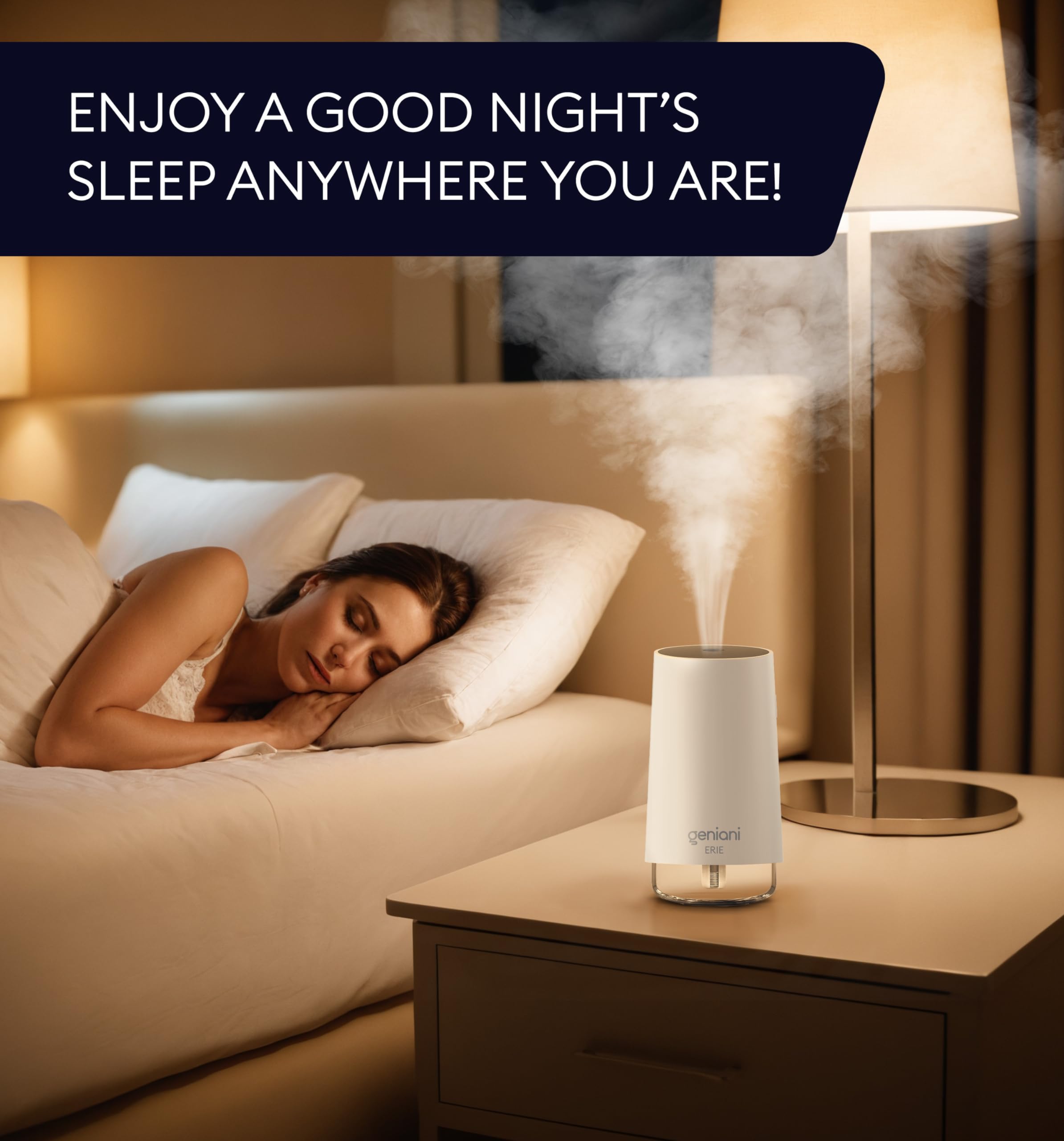 Geniani Portable Cool Mist Humidifiers For Bedroom & Office - Ultrasonic Humidifier For Home, Baby, Small Room With Auto Shut Of