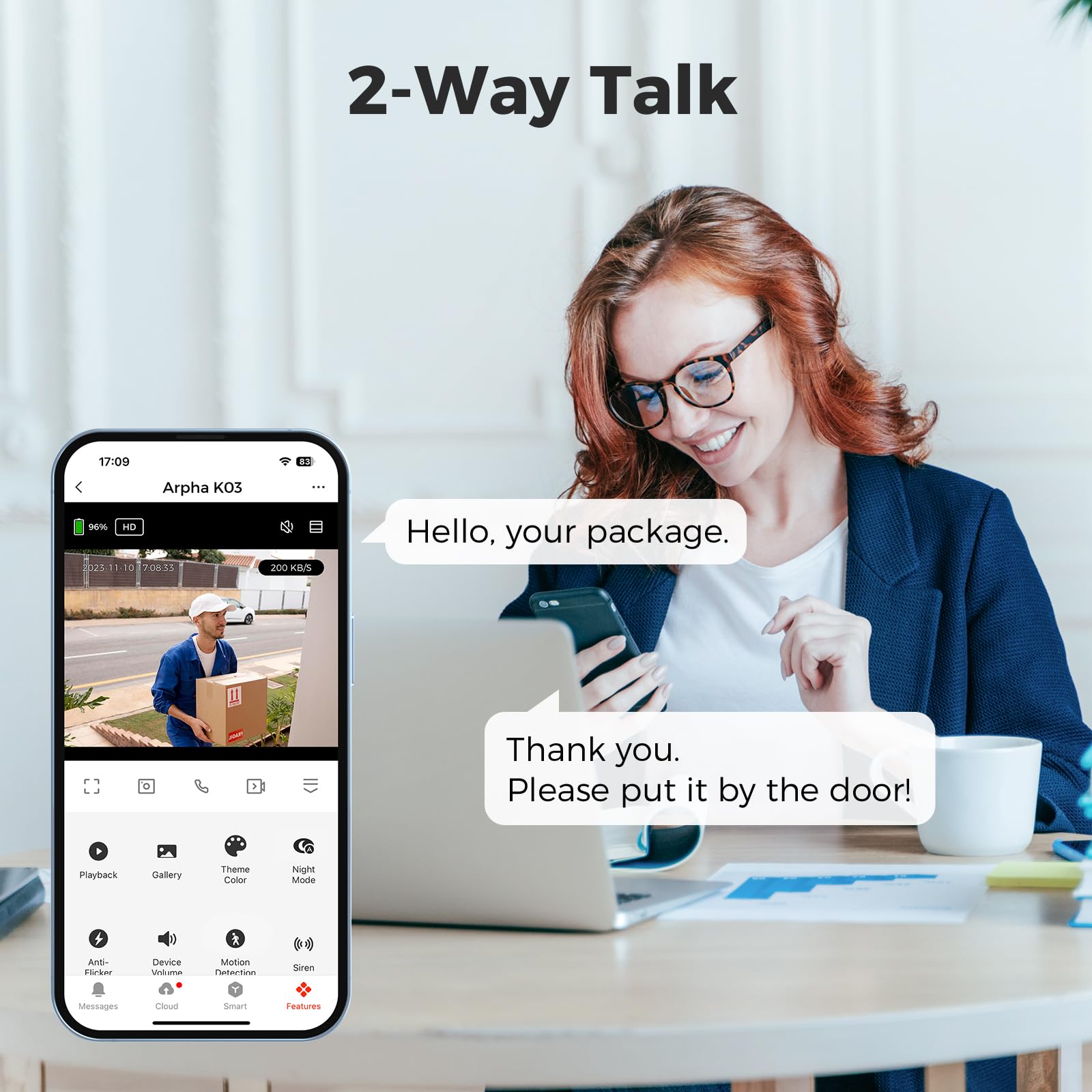 Arpha Wireless Outdoor Security Camera K03, 1080P Indoor And Outdoor Cameras For Home Security, 2.4G Wifi Camera With Ip66 Water