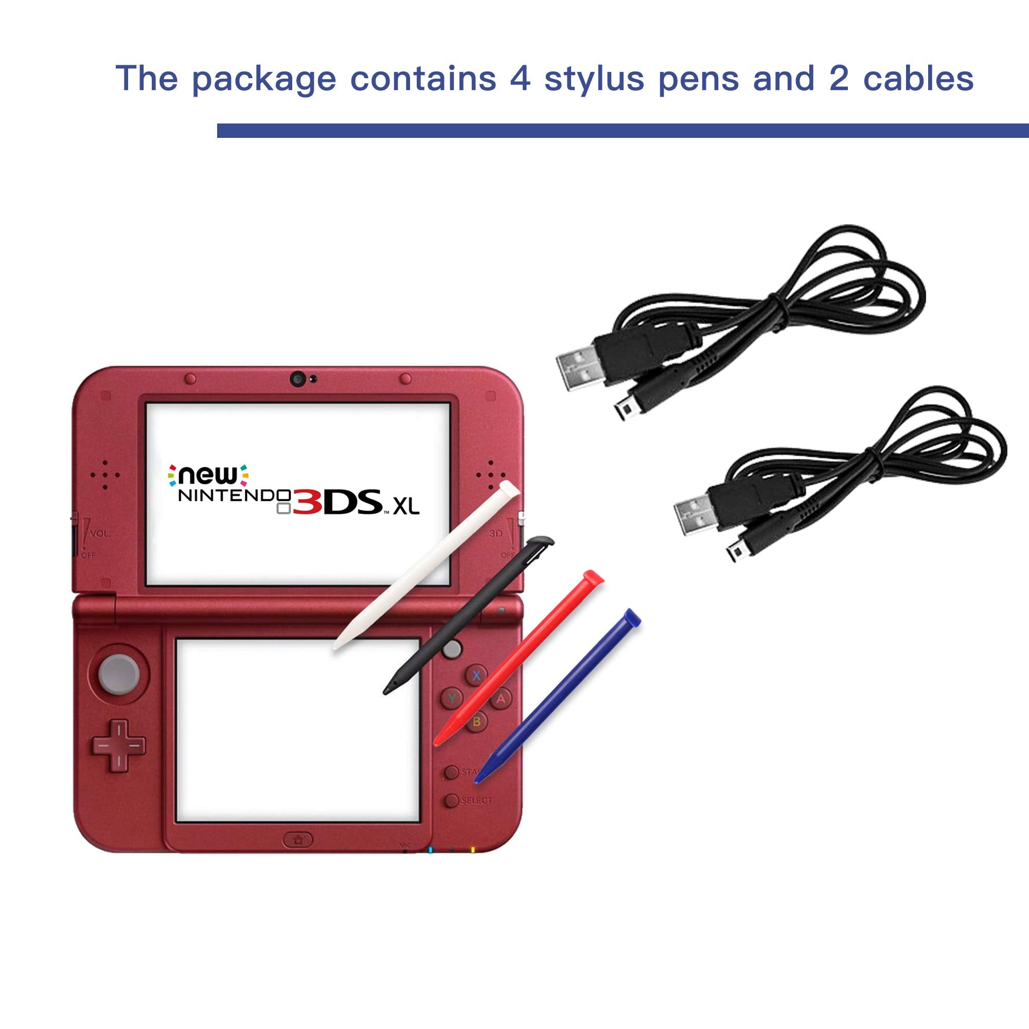 New 3Ds Xl Usb Charger Cable Kit, Ac Power Adapter Charger Cable And Stylus Pen For Nintendo New 3Ds Xl, Wall Travel Charger Pow