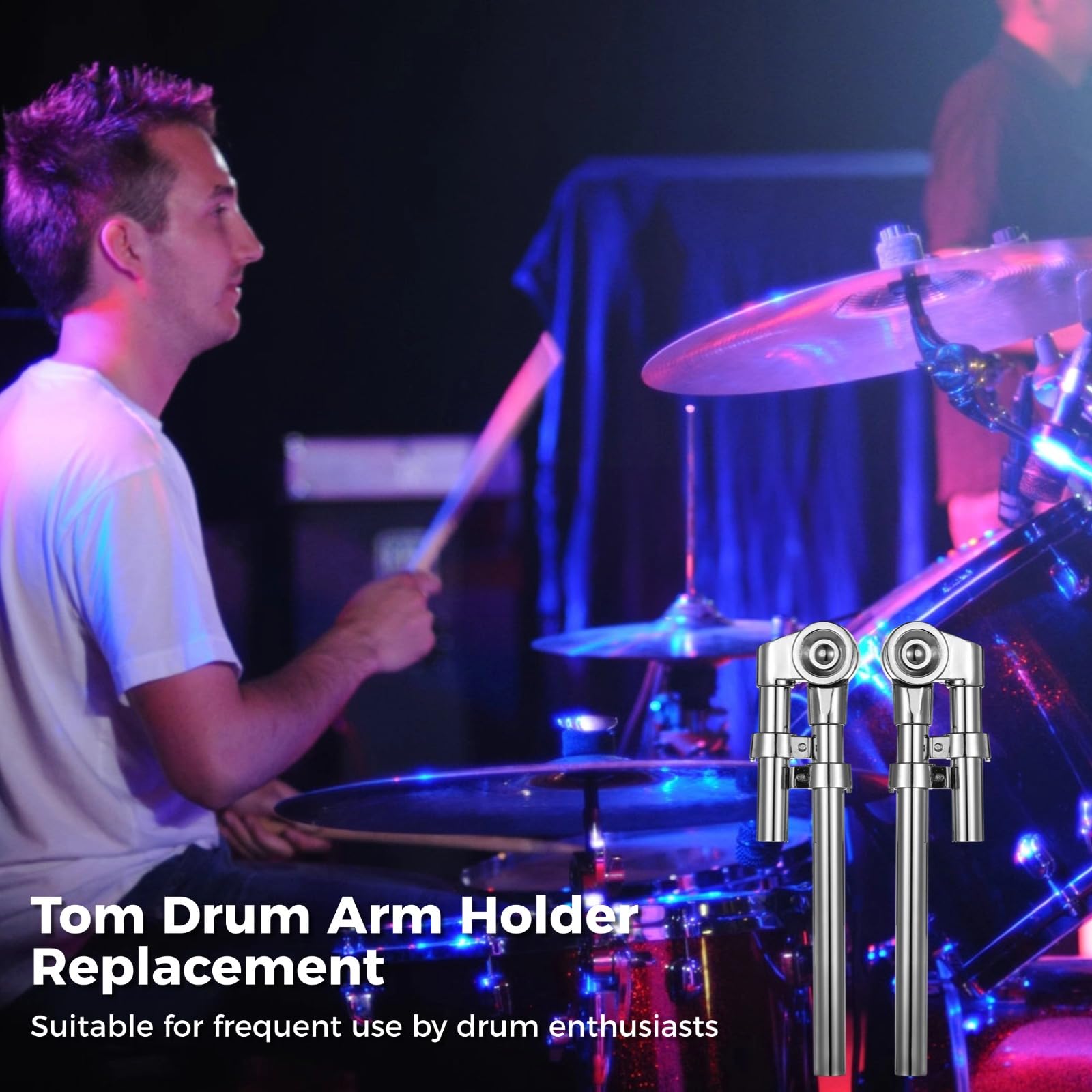 2 Pcs Tom Drum Brackets, Tom Mount Holder Arm, Adjustable Tom Mounting Holder, Sturdy Metal Tom Drum Replacement Stand, Stable S