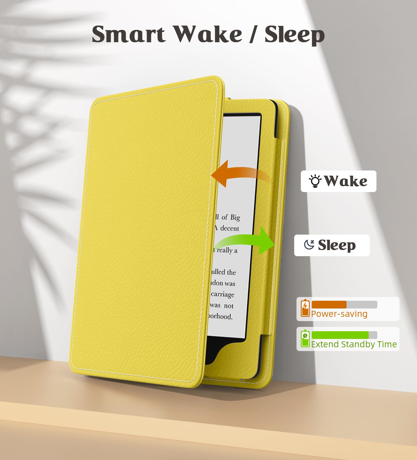 MoKo 7"/6.8" Kindle Paperwhite Case, Slim PU Shell Cover, Auto-Wake, Light Yellow, Compatible with 12th/11th Gen 2024/2021