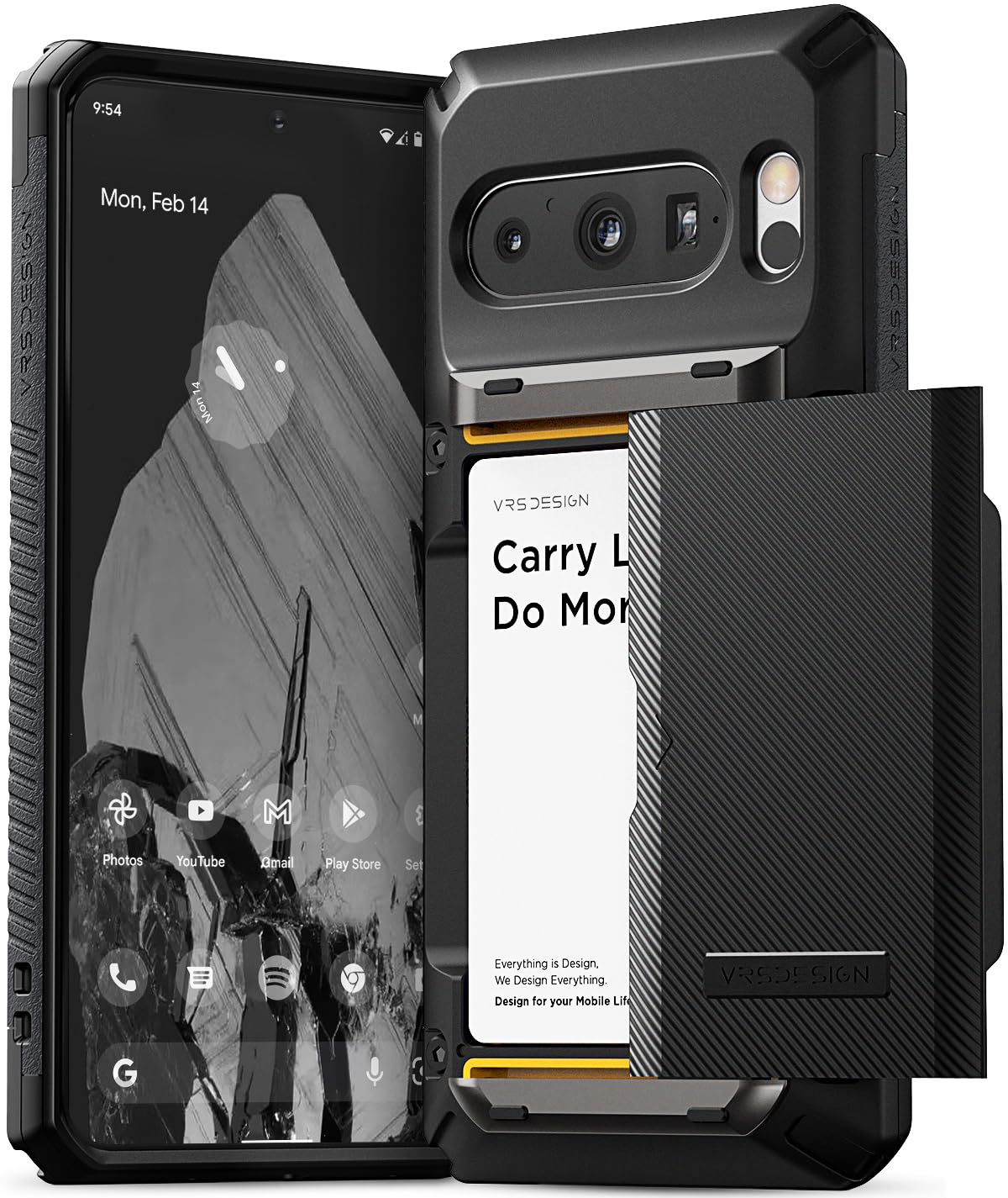 Vrs Design Damda Glide Pro Wallet Phone Case For Pixel 8 Pro, Sturdy Semi Auto Card Holder Wallet [4 Cards] Case Compatible For