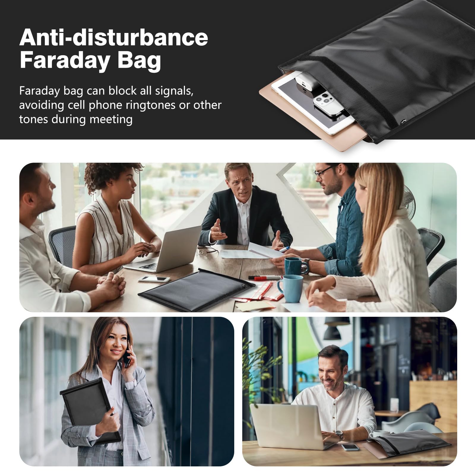 4 Pack Faraday Bags, Large Faraday Bag Emp Proof For Phones & Laptops & Tablets& Car Keys, Fireproof & Water Resistant Faraday K