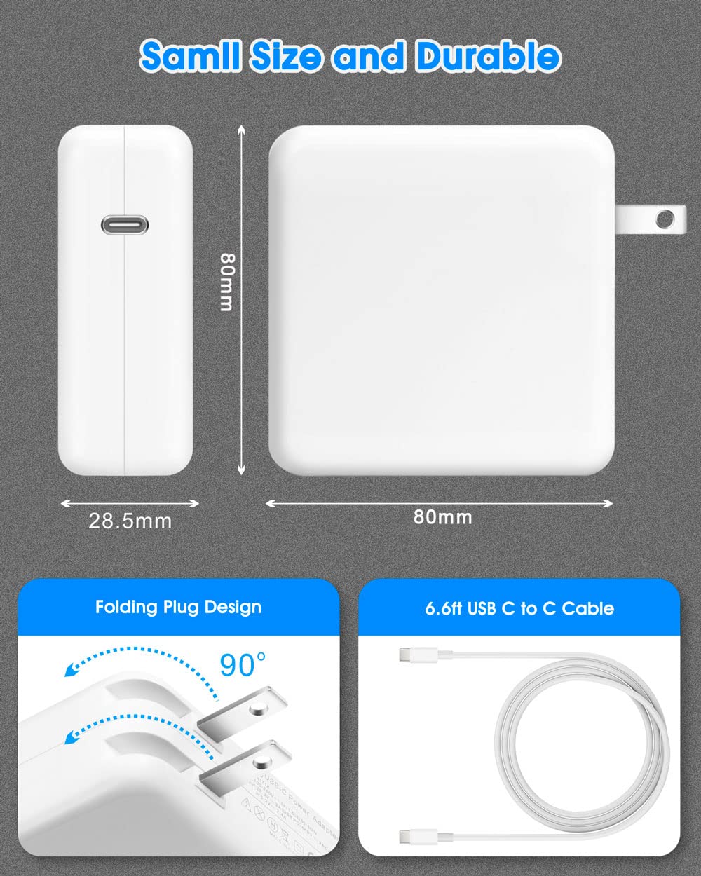 Mac Book Pro Charger, 96W Usb C Fast Charger Power Adapter Compatible With New Macbook Air 13 Inch & Macbook Pro 16'' 2021 2020