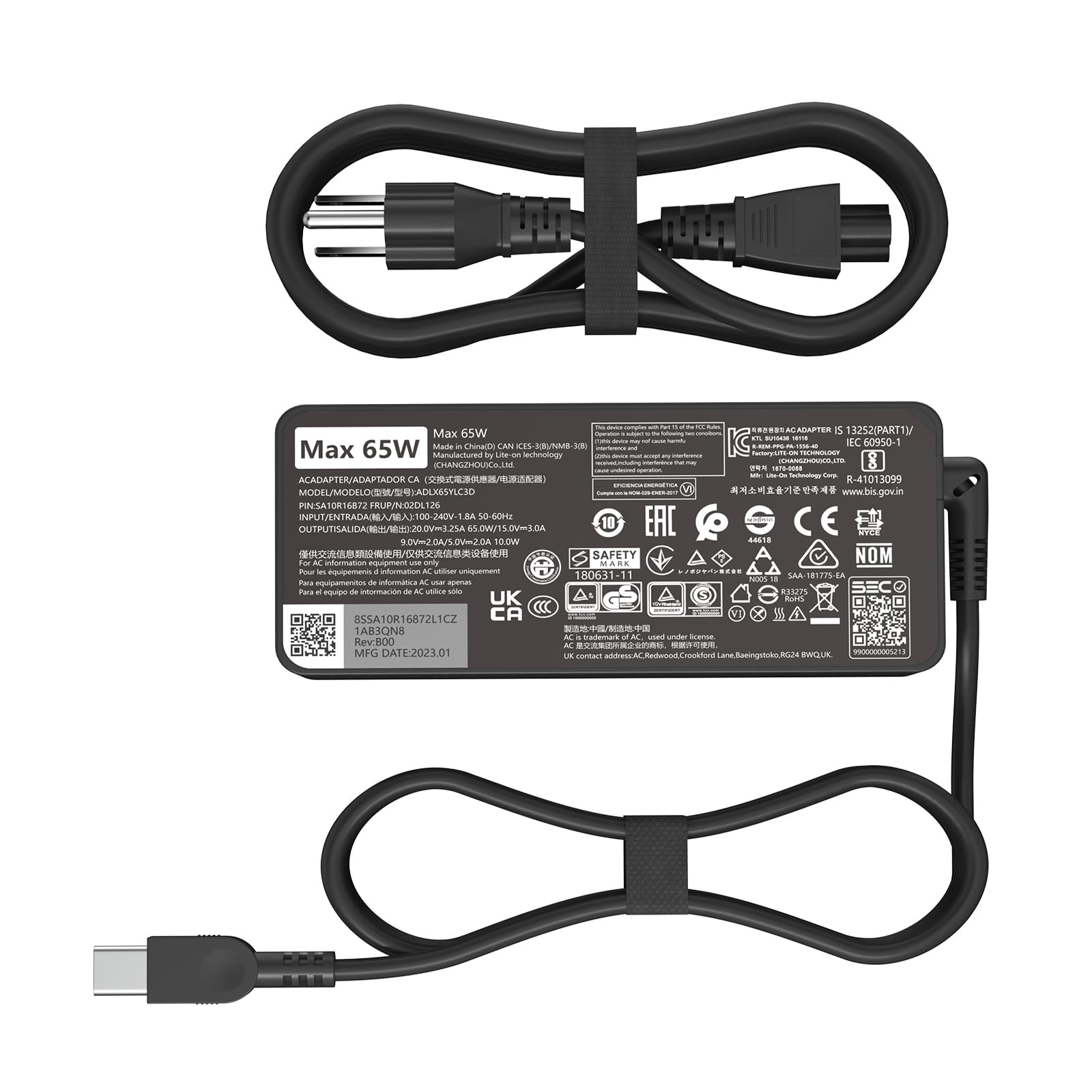 65W USB C Type c AC Charger Compatible with Lenovo ThinkPad T480 T480S ADLX65YLC3D 4X20M26268 ADLX65YLC2A ADLX65YAC2A ADLX65YCC2