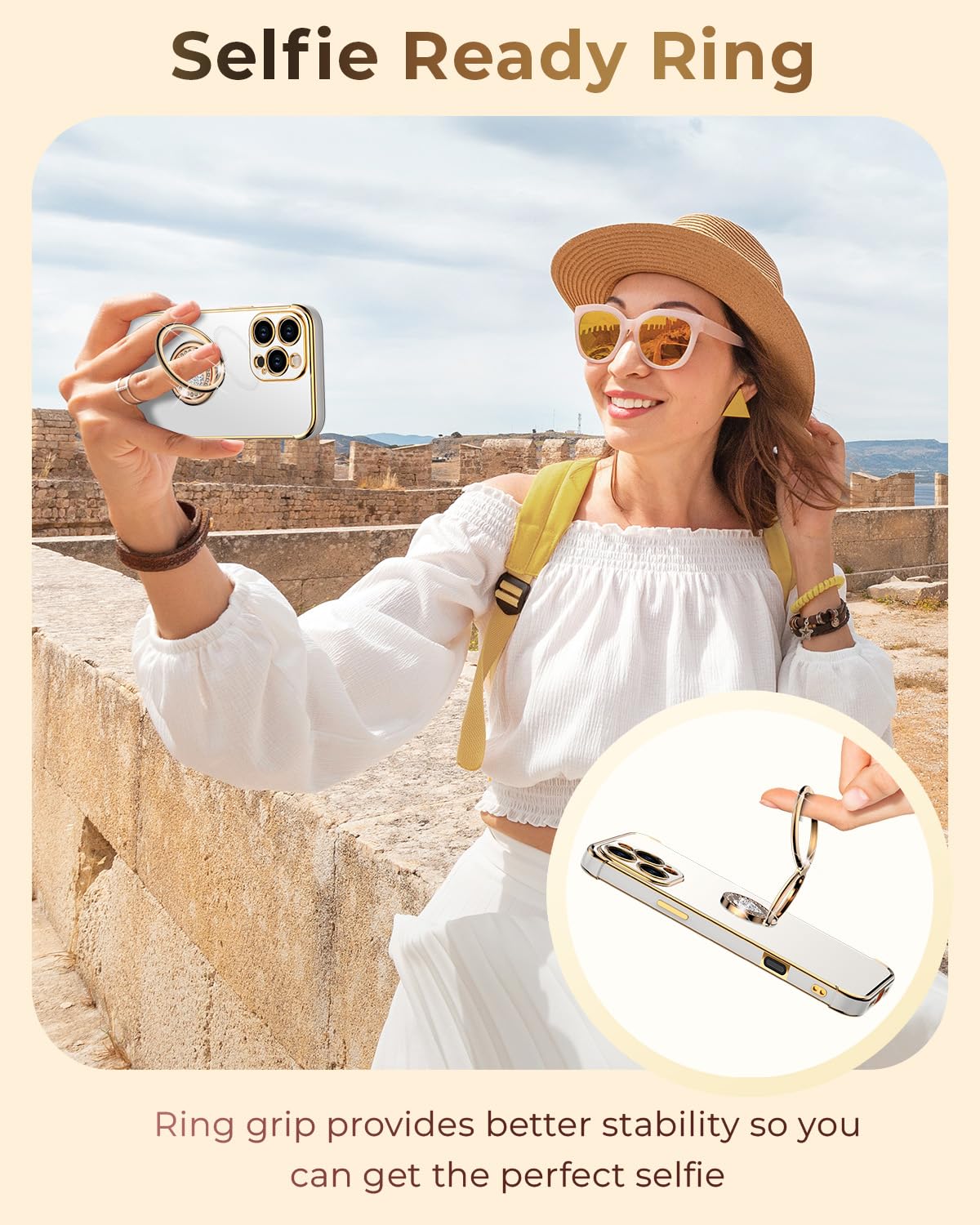 Xyz For Iphone 16 Pro Max Case With Stand, Phone Case With Double Ring Kickstand, Women Girls Bling Luxury Protective Case Heart