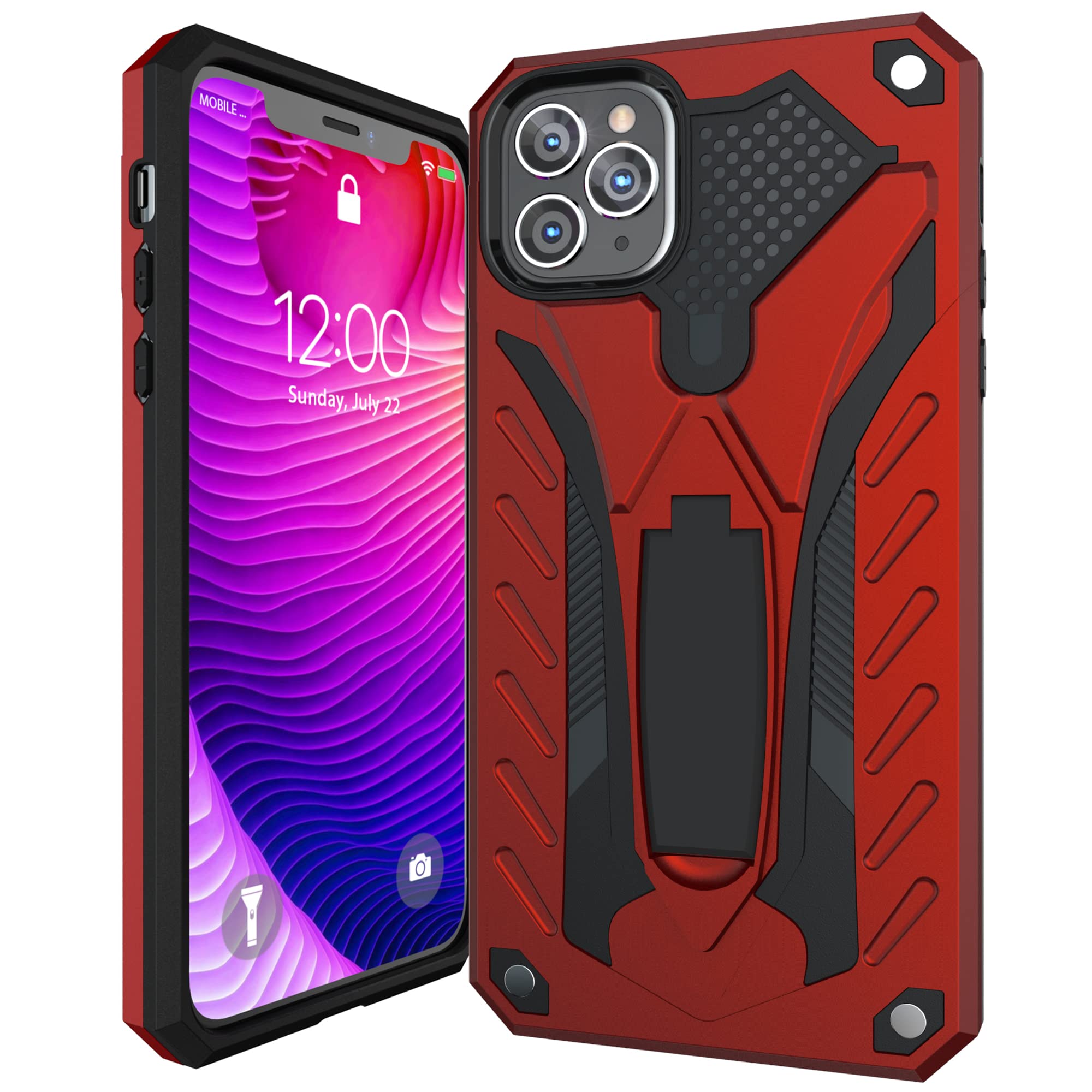 Kitoo Defender Designed For Iphone 11 Pro Eco Friendly Case With Kickstand, Military Grade Shockproof 12Ft. Drop Tested   Red