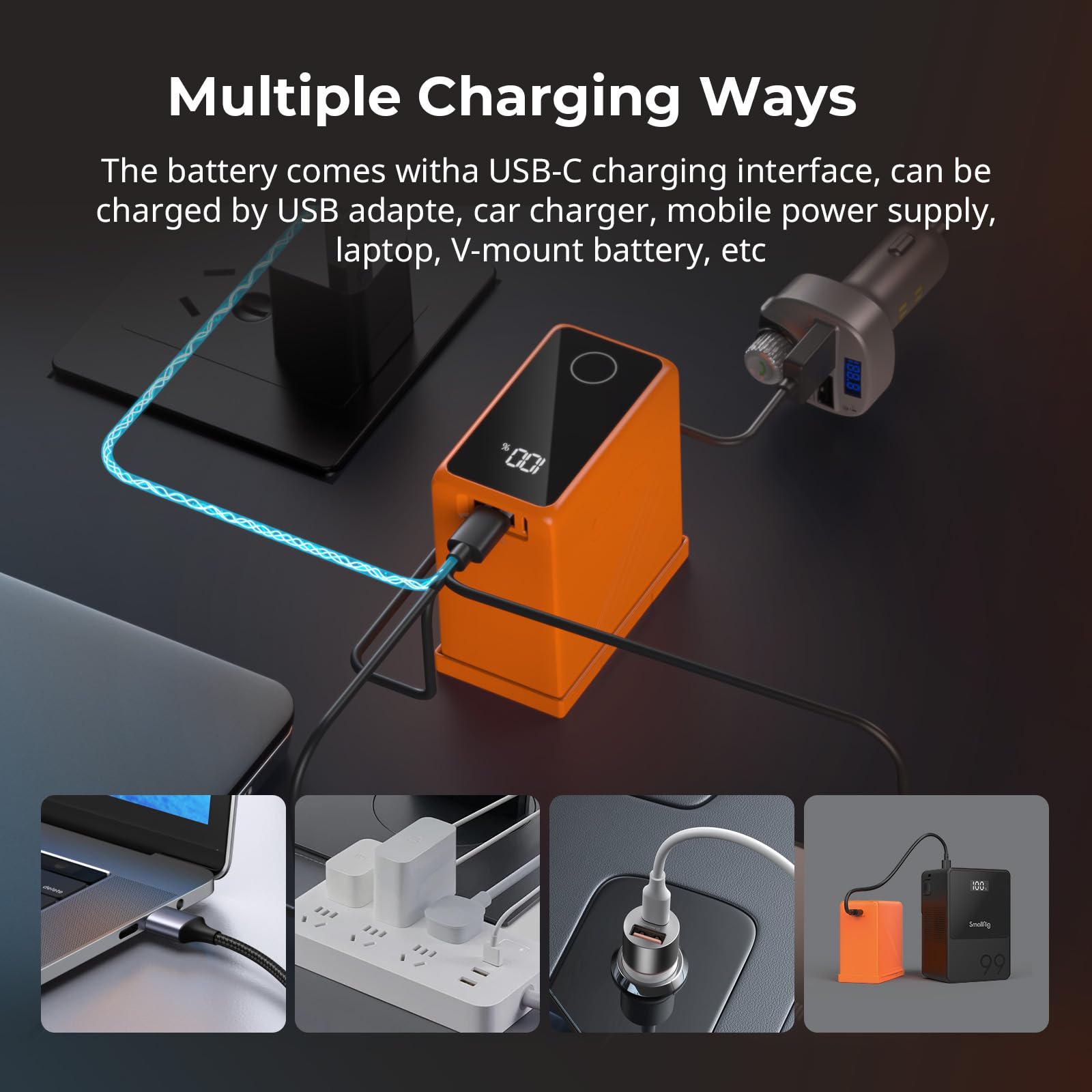 Smallrig Np F970 Battery 10500Mah Usb C Replacement Battery For Sony Np F970 F750 F550, Pd 36W Fast Charging, 3.5H Full Charged,