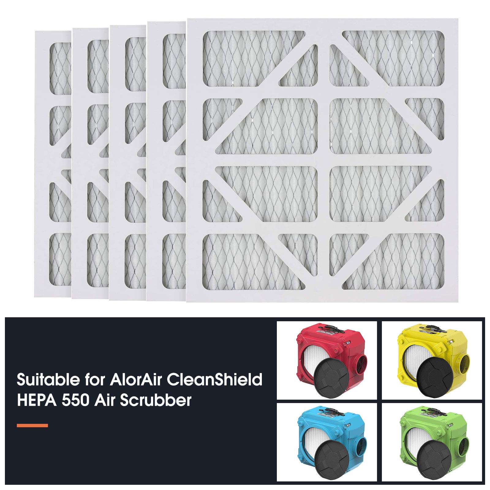 Alorair Merv 10 Filter Replacement Set For Cleanshield Hepa 550 Air Scrubber (Pack Of 5)