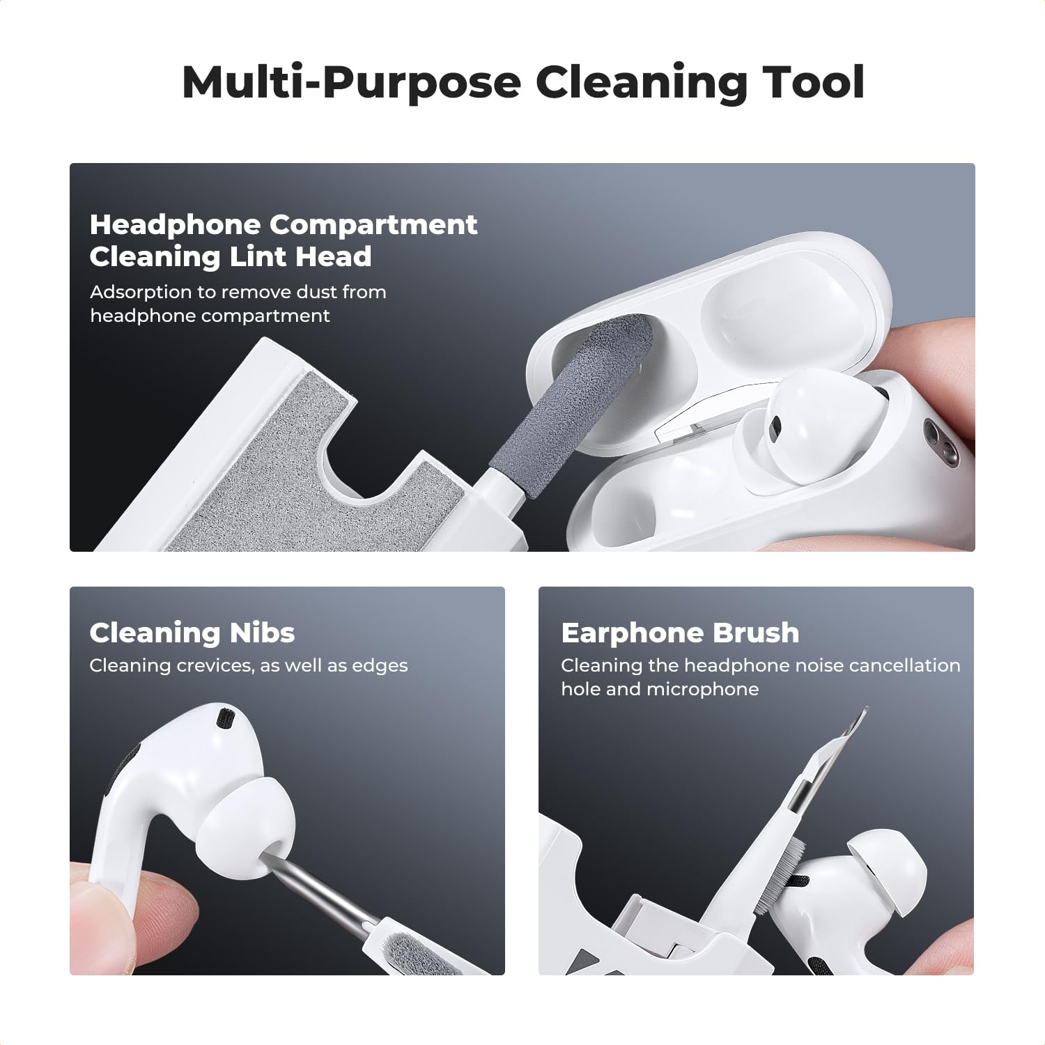 K&F Concept 8 In 1 Airpods Electronic Cleaning Kit Keyboard Laptop Cleaner, Multifunctional Cleaning Tool For Iphone Airpods Mac
