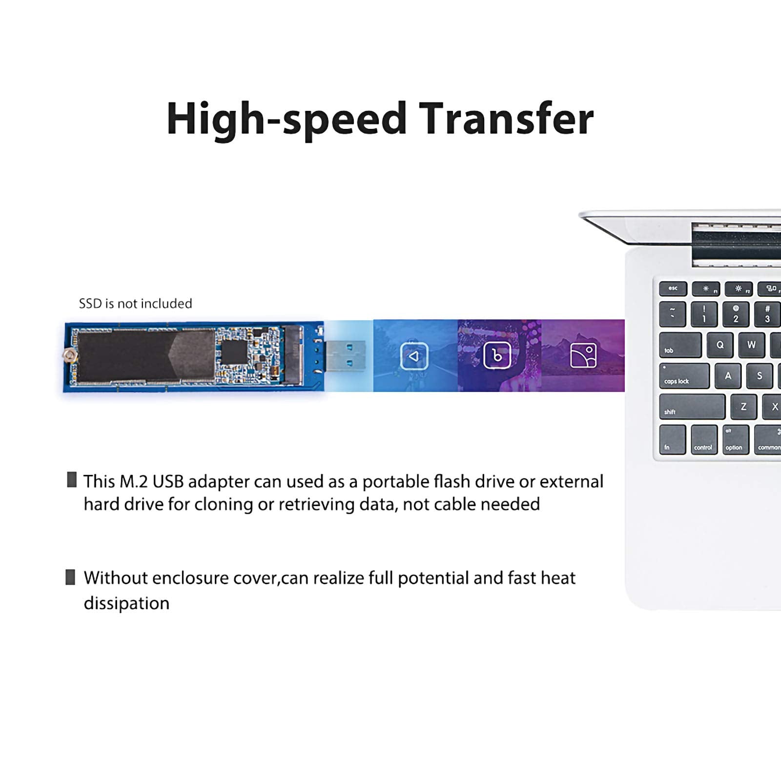 Jesot M.2 To Usb Adapter, B Key M.2 Ssd To Usb 3.0 Reader Card, Ngff Sata Converter Support Sata Based Sdd 2230 2242 2260 2280 N