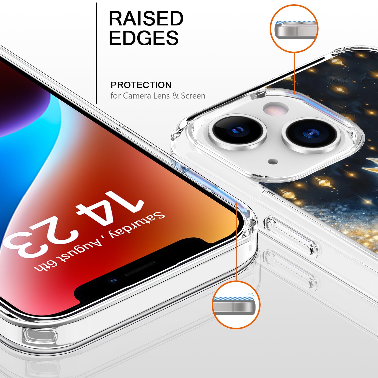 Bicol Christmas Phone Case For Iphone 14 With Screen And Camera Lens Protector - Wireless Charging - Slim Shockproof Protective