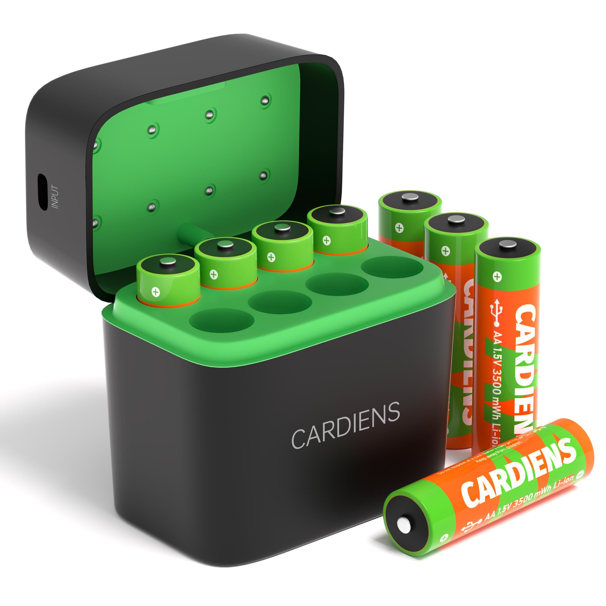 Cardiens Rechargeable Aa Batteries With Fast Charger 1.5V, Triple A Lithium Batteries 3500 Mwh High Capacity Aa Lithium Batterie