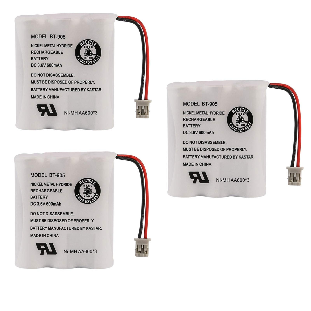 Uniden Bt 905 Rechargeable Cordless Handset Phone Battery 3.6V 600Mah Nimh (3 Pack)