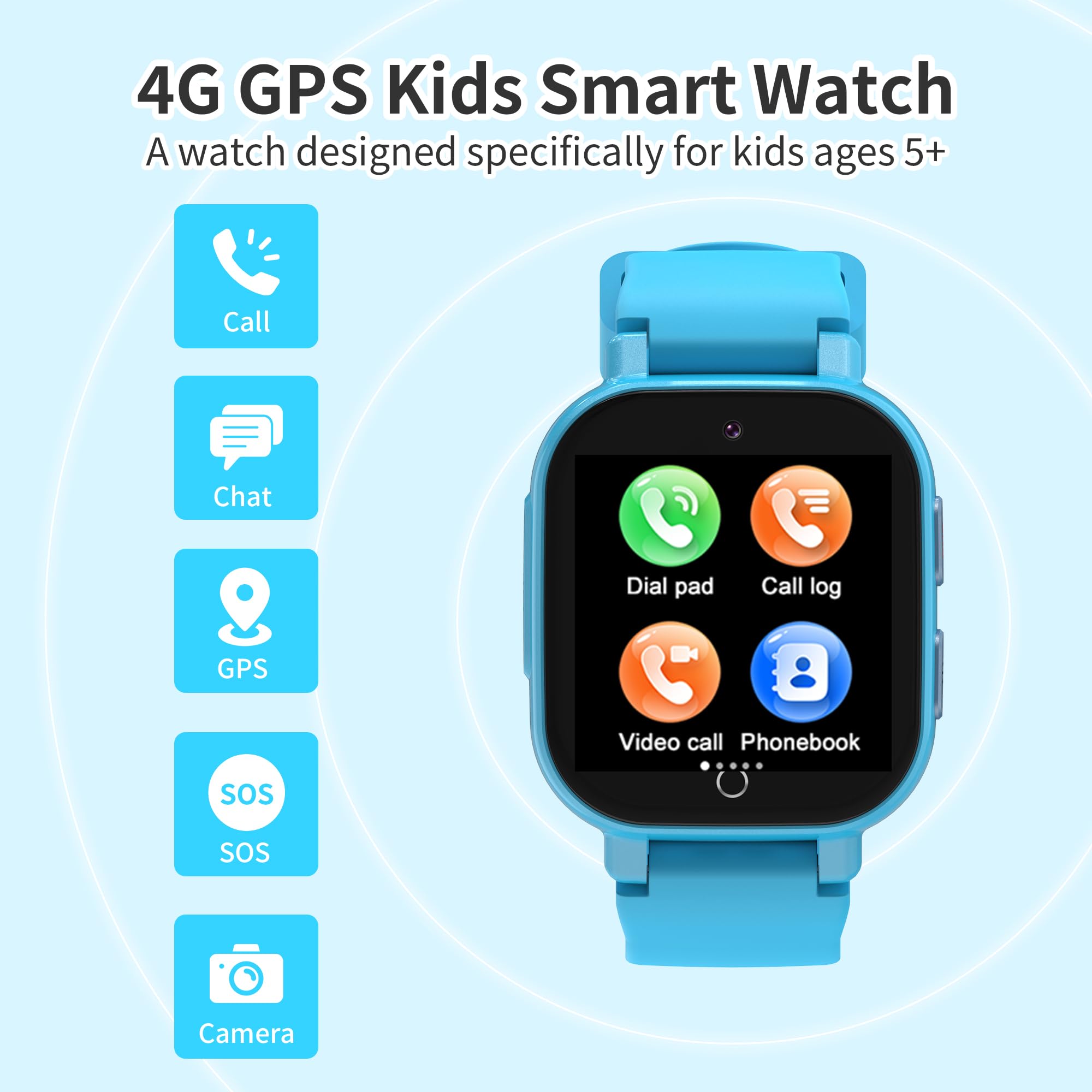 Kids Smart Watch Boys With Gps Tracker, Kids Cell Phone Watch With Two-Way Call Message Sos Puzzle Games Camera Alarm Chat Pedom