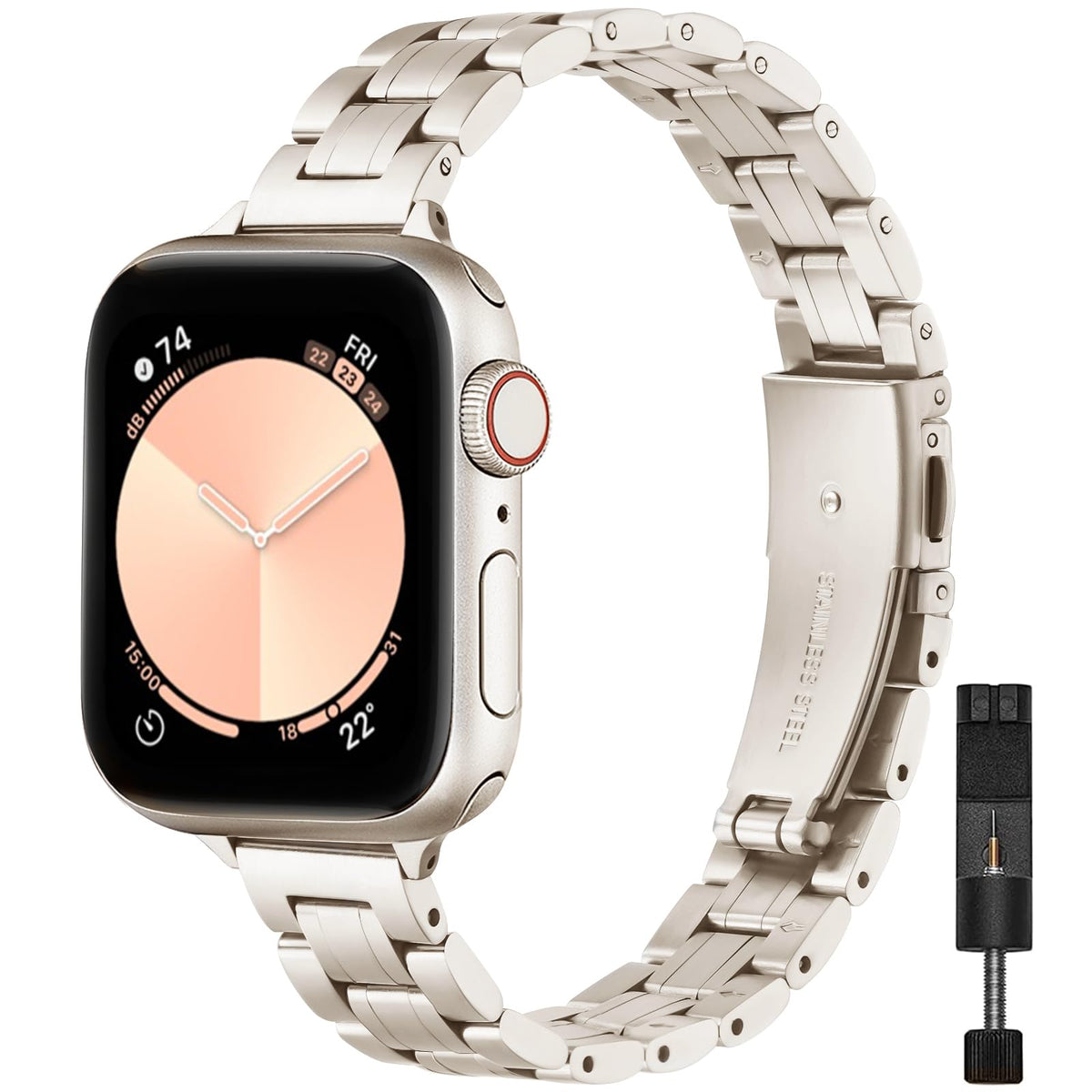 Stiroll Thin Replacement Band Compatible For Apple Watch 38Mm 40Mm 41Mm 42Mm(Series 10), Stainless Steel Metal Wristband Women M