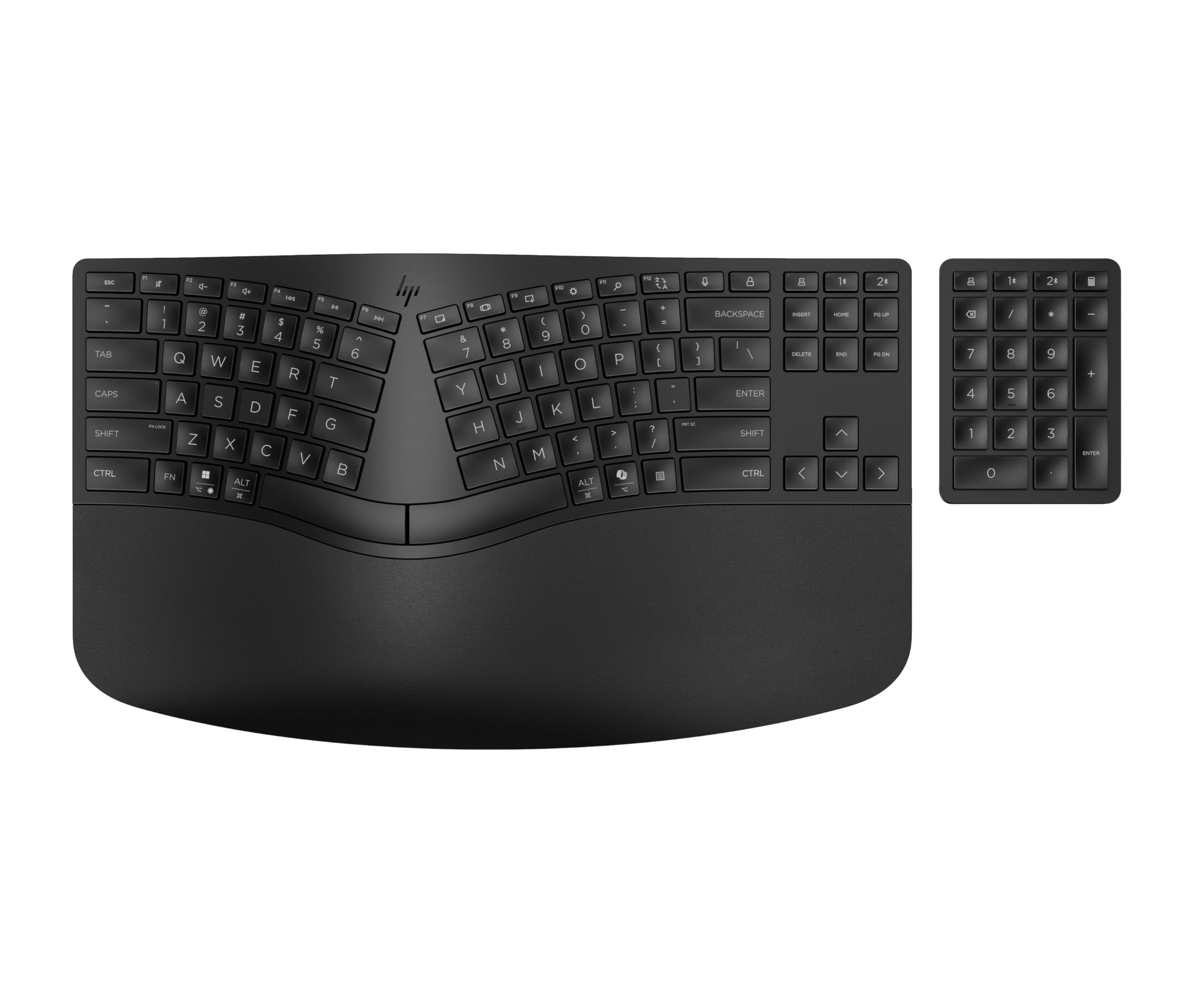 HP 960 Ergonomic Wireless Keyboard  Connect 3 Devices with Bluetooth & Unifying Dongle Connectivity  20 Programmable Keys, Det