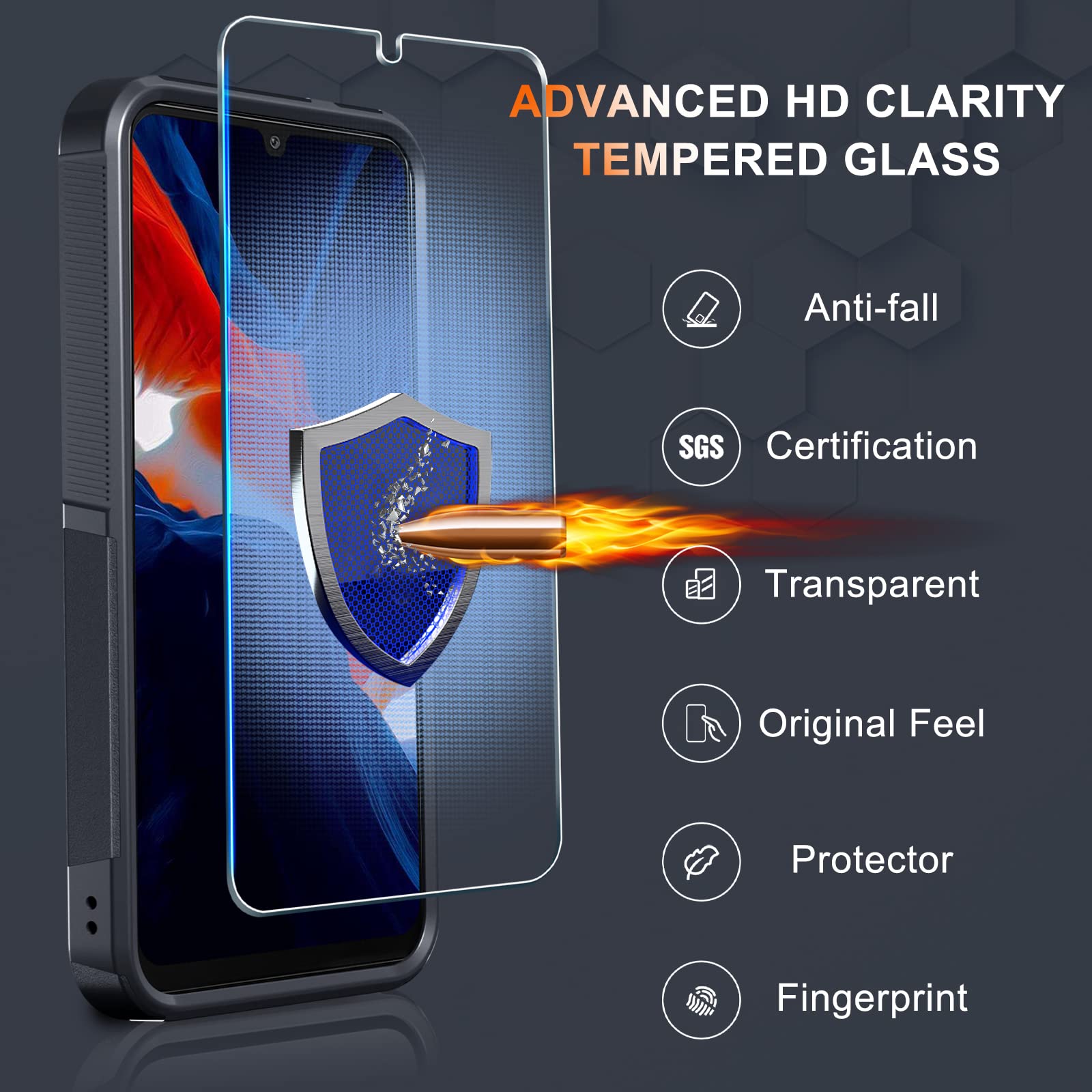 For Samsung Galaxy A25 Case, Full Body Heavy Duty Rugged Shockproof Protective Phone Cover With Lanyard Strap, Tempered Glass Sc