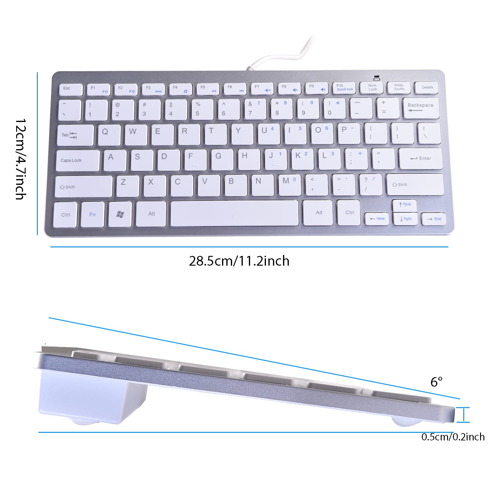 Powboro 2021 Upgraded Pc Computer Laptop Mini Usb Wired Keyboard For Mac And Windows 78 Scissor Keys Small Super Thin Compact Mu