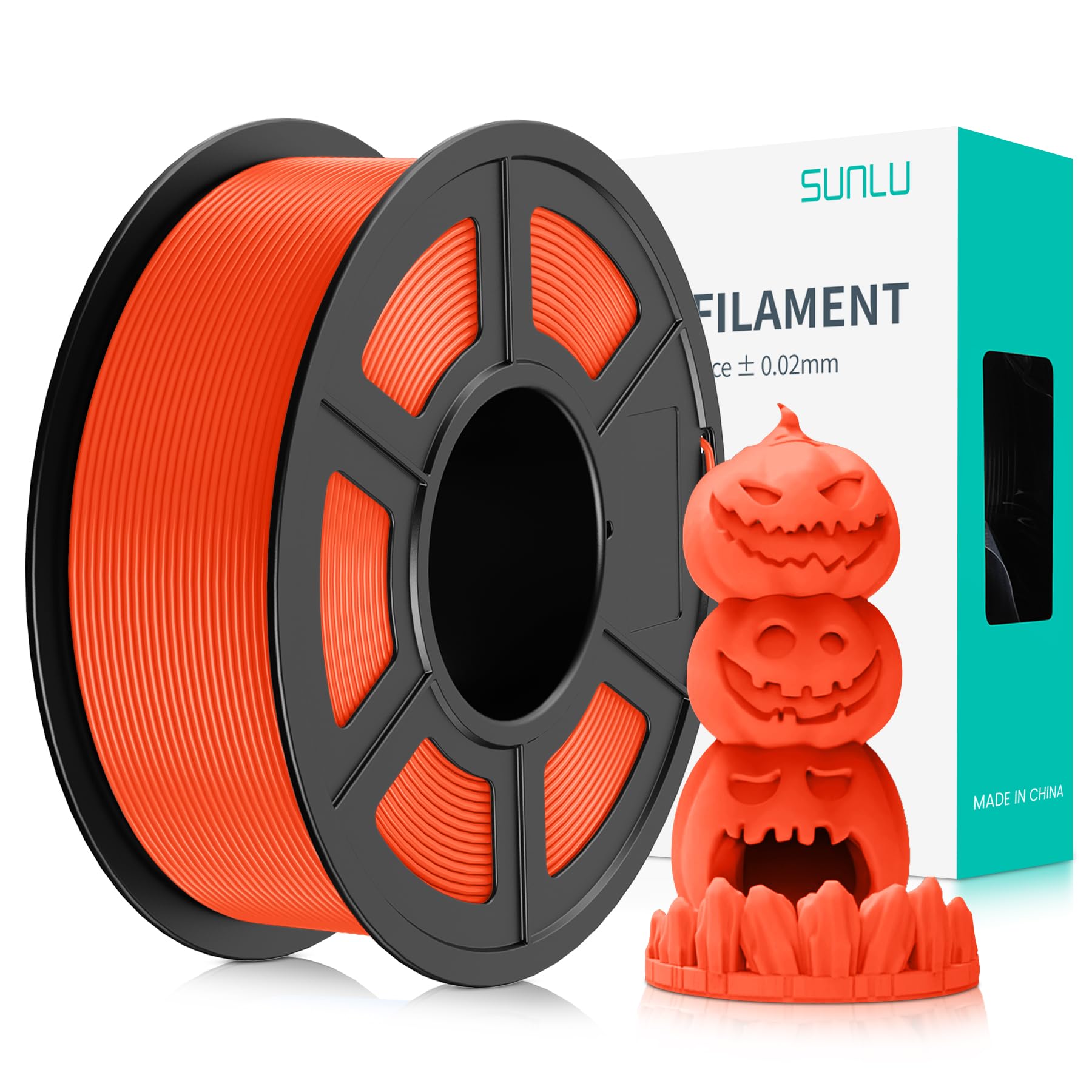 SUNLU Fluorescent PLA 3D Printer Filament, PLA Filament 1.75mm, Brighter Color for Halloween Decoration, Neatly Wound Filament, 