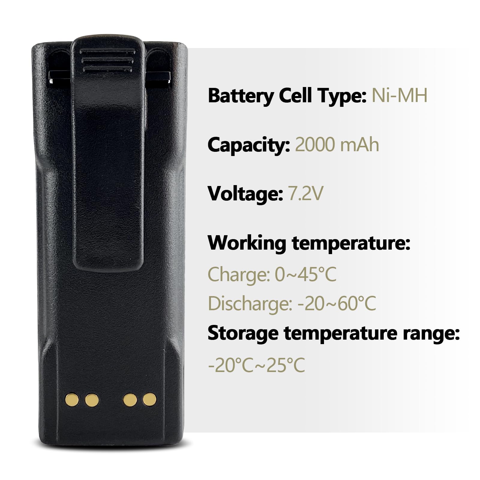Jintion Ntn7144 Two Way Radio Nimh 7.2V 2000Mah Battery Replacement Compatible With Motorola Mt2000 Mts2000 Ntn7143 Ntn7143A Ntn