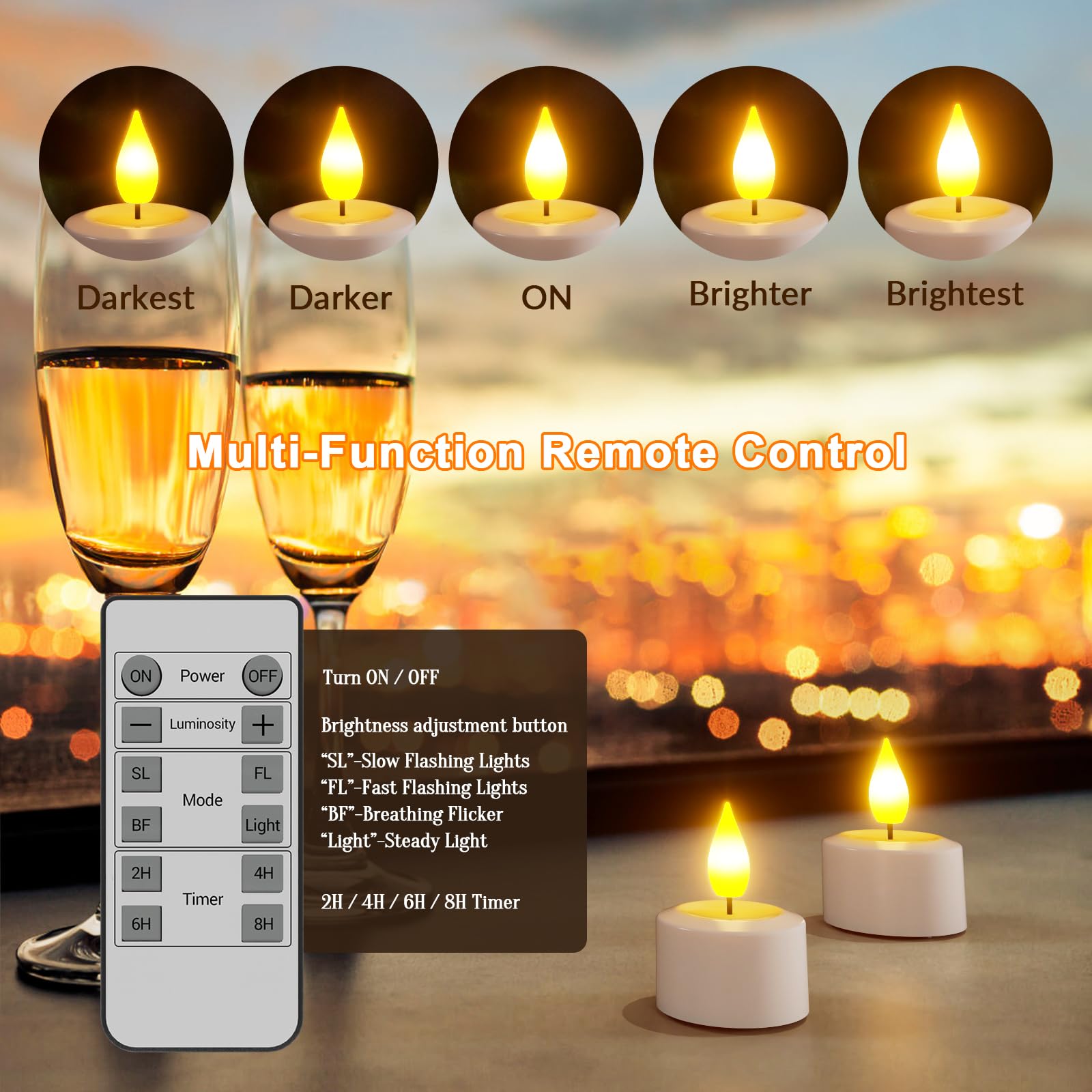 Soulbay Rechargeable Tea Lights With Remote, 6Pcs Led Electric Flameless Flickering Candles With Timer & Usb Cable For Home Lant