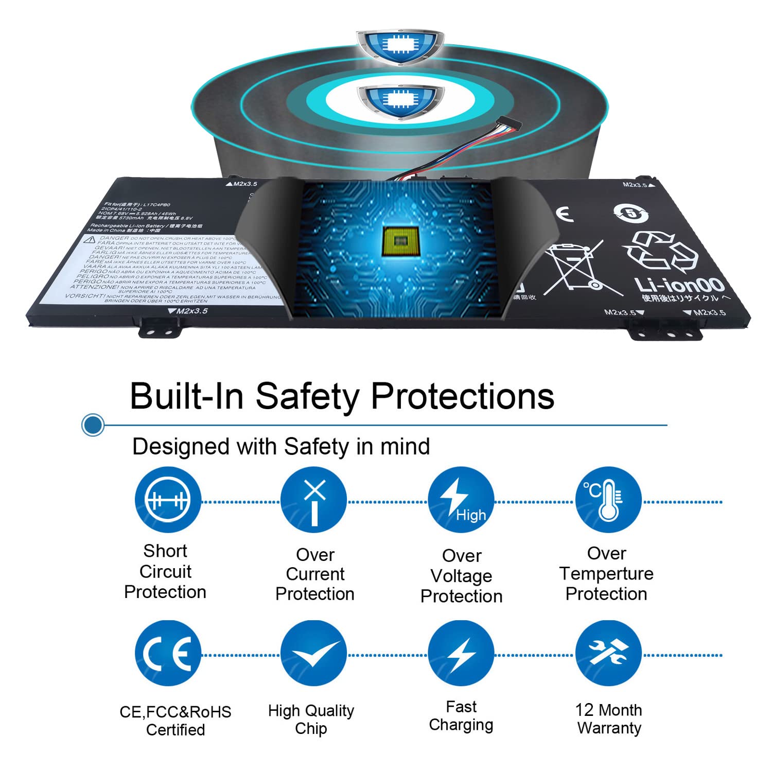 L17C4Pb0 81Em L17M4Pb0 Battery For Lenovo Flex 6 6 14 6 14Ikb 6 141Kb 6 14Arr, Ideapad 530S 530S 14Ikb 530S 141Kb 530S 14Arr 530