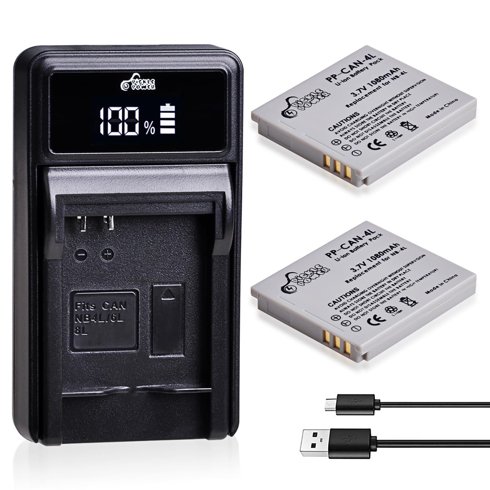 Pickle Power Nb 4L Battery And Led Display Charger For Canon Powershot Elph 100 Hs 300 Hs 330 Hs 310 Hs Sd1000 Sd1100 Is Sd1400 