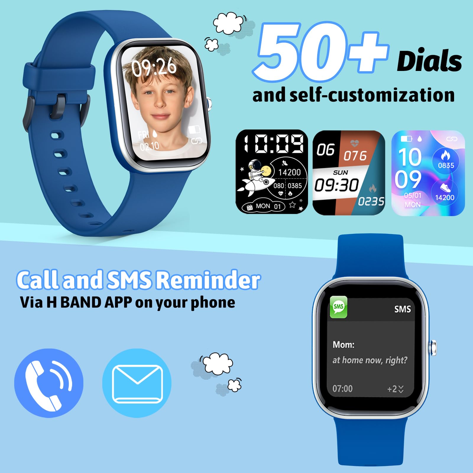 Smart Watch For Kids Fitness Tracker No Phone/App Needed,19 Sport Mode,1.5 '' Diy Dial,Ip68 Waterproof,Sleep Monitor,Pedometers,