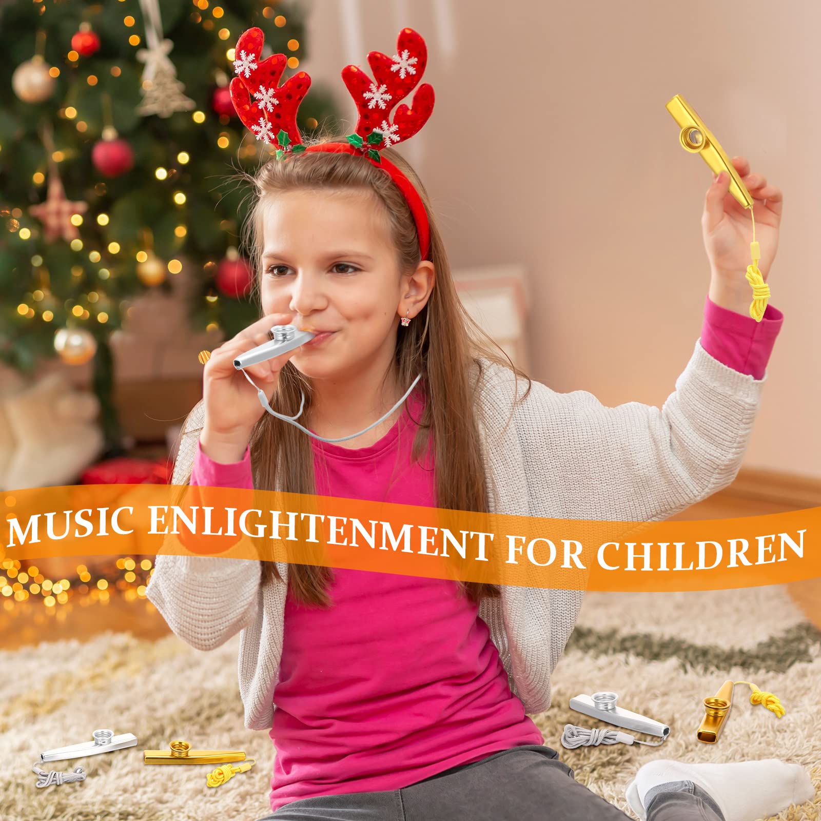 Newwiee 48 Pcs Metal Kazoos With Lanyards Musical Instruments Kazoo Pack Kazoo Flute Bulk Good Companion For Guitar Violin Piano