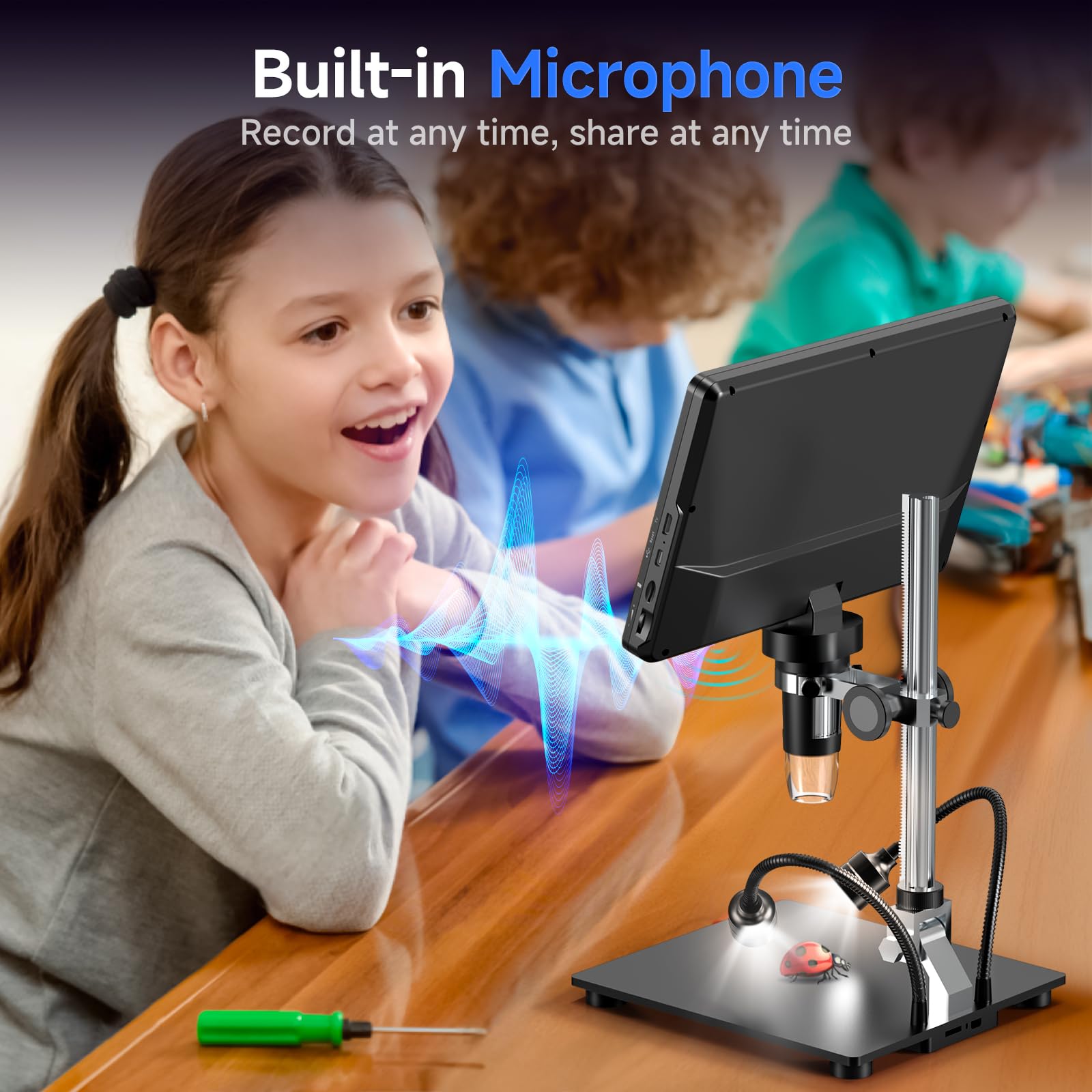 Hayve Dm12 10.1'' Hdmi Digital Microscope, 2000X Coin Microscope With Ips Screen, 20Mp Soldering Microscope For Electronics With