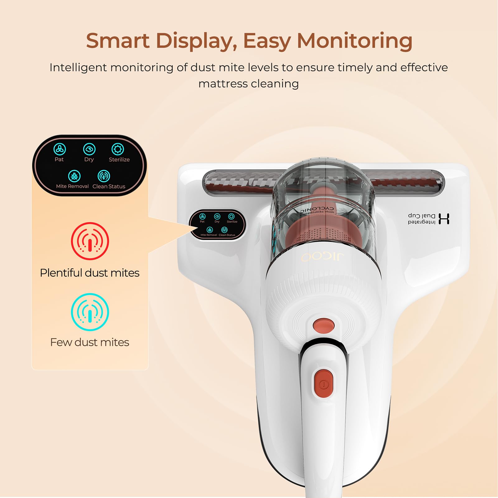 Jigoo Mattress Vacuum Cleaner : Uv Bed Vacuum Cleaner 500W 13Kpa Strong Suction, High Heating Tech, Deep Cleaning Bed Vacuum For