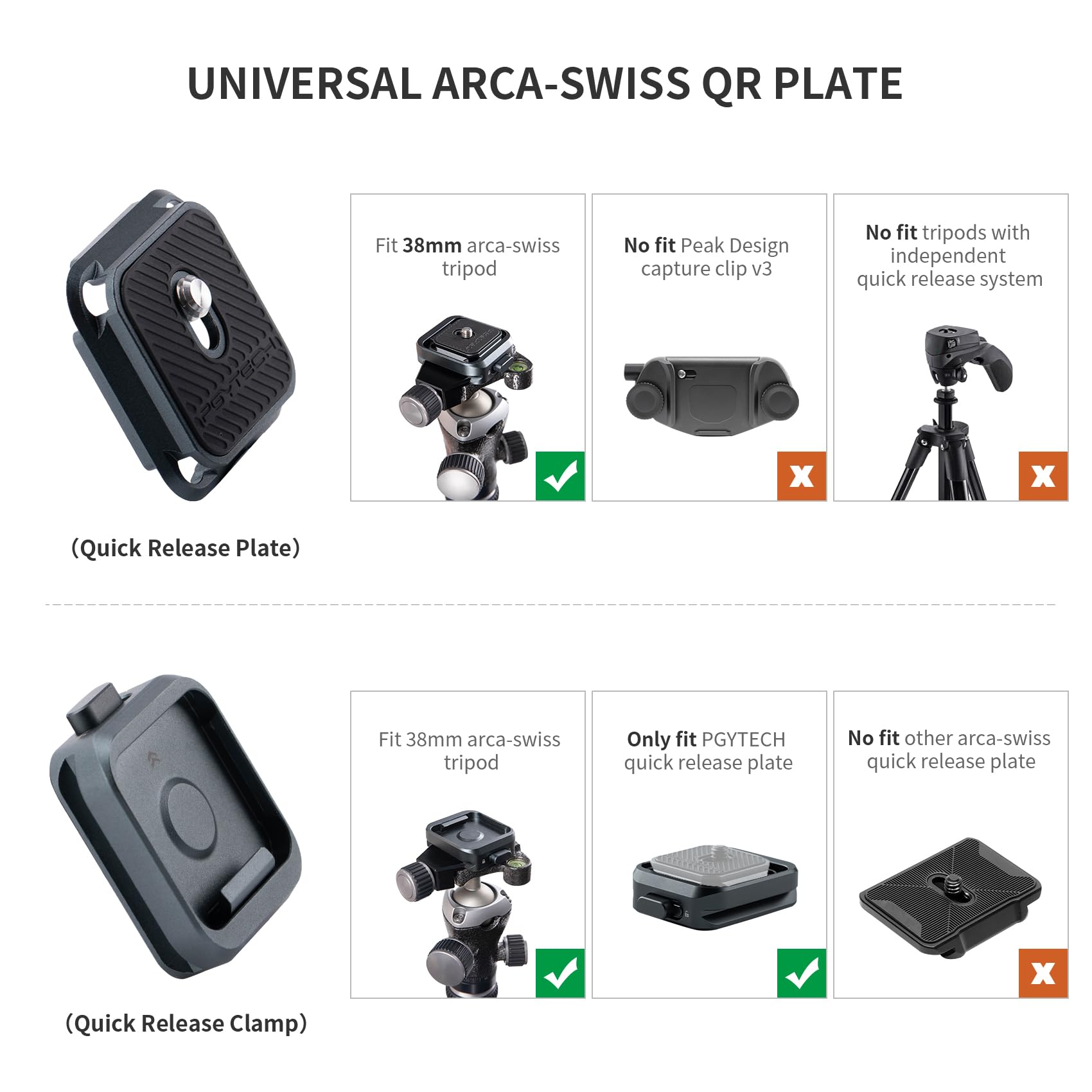 Pgytech Quick Release Plate +Adapter W/Arcac Swiss Interface Camera Quick Release Plate Mount For Sony/Nikon/Fuji/Dji Quick Setup Mount W/ 1/4' To 3/8' Screw Thread Gimbles Sliders Tripods Adapter