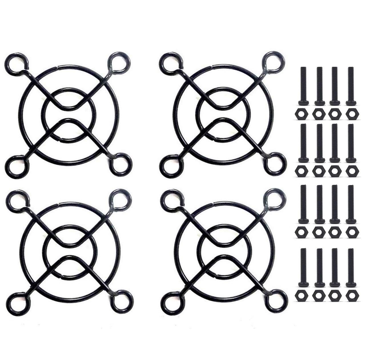 Easycargo 4pcs 40mm Black Fan Grill/Guard with Screws + Nuts (4 Pack)