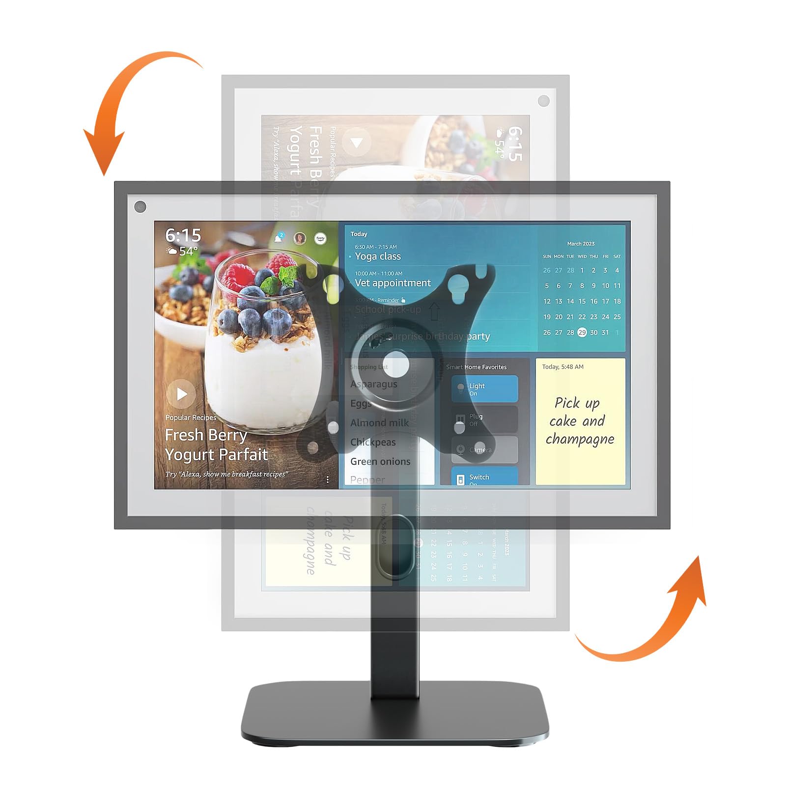 PUTORSEN Echo Show 15 Stand Swivel and Tilt, 360 Degree Screen Rotation,Adjustable Echo Show 15,Holds up to 5.5lbs,Black