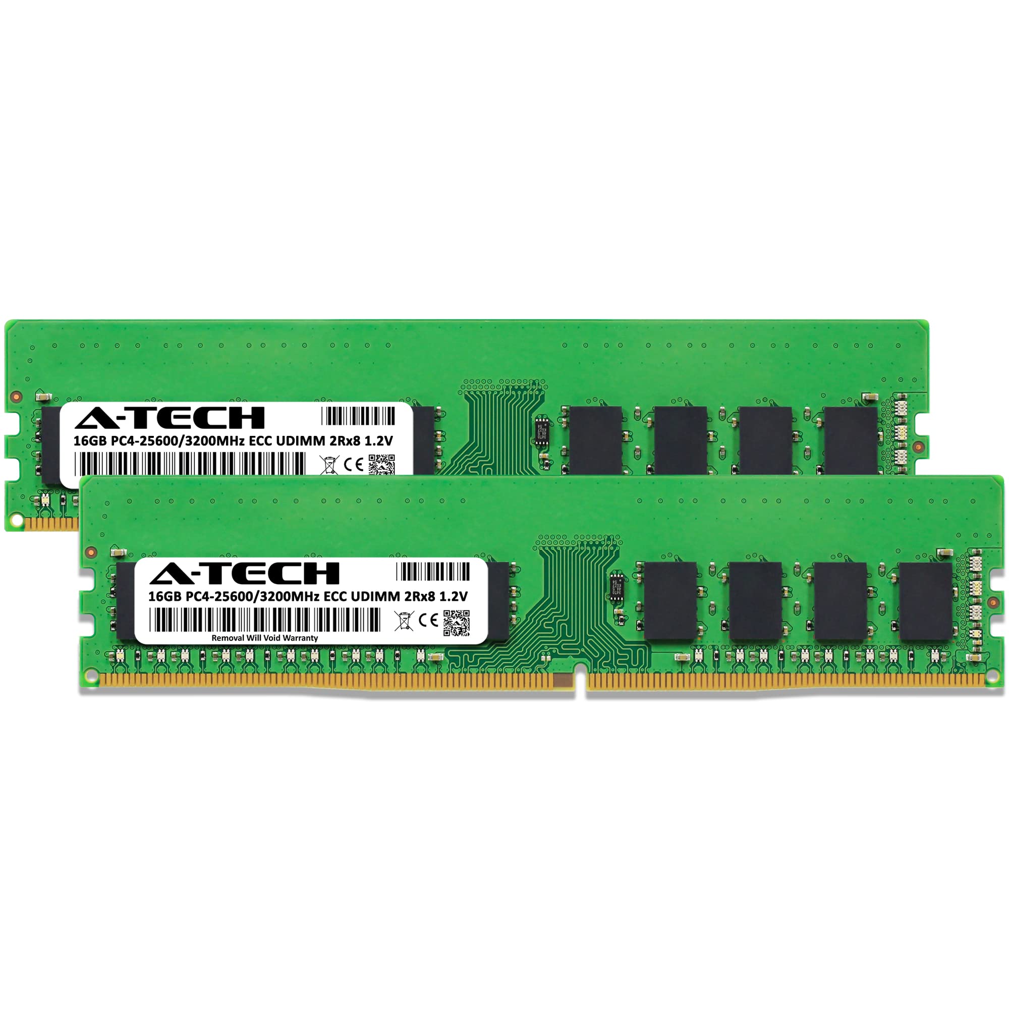A Tech Server 32Gb Kit (2 X 16Gb) 2Rx8 Pc4 25600 Ddr4 3200Mhz Ecc Unbuffered Udimm 288 Pin Dual Rank Dimm 1.2V Workstation Serve