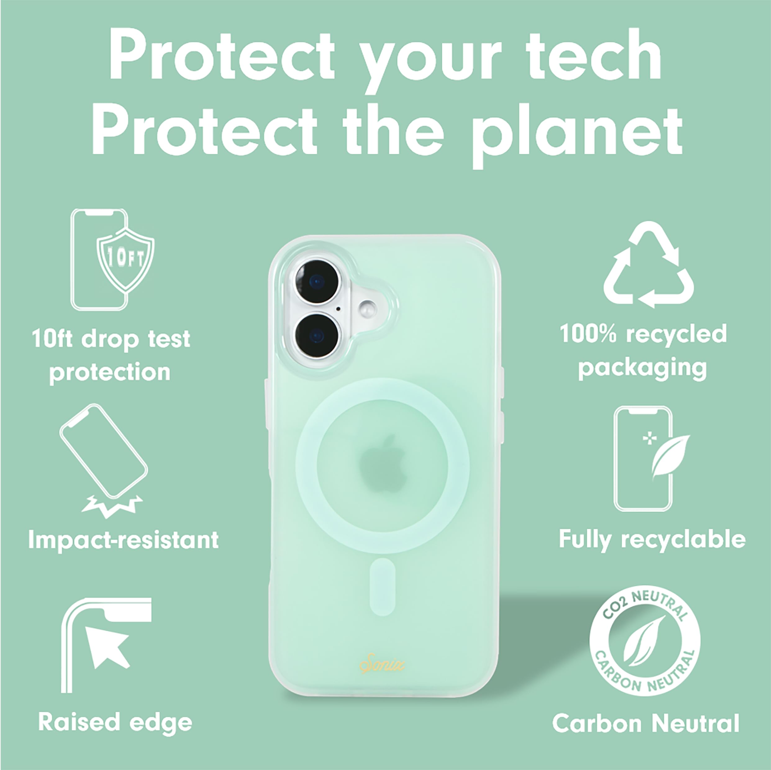 Sonix Case For Iphone 16 Plus | Compatible With Magsafe | 10Ft Drop Tested | Jelly Mint