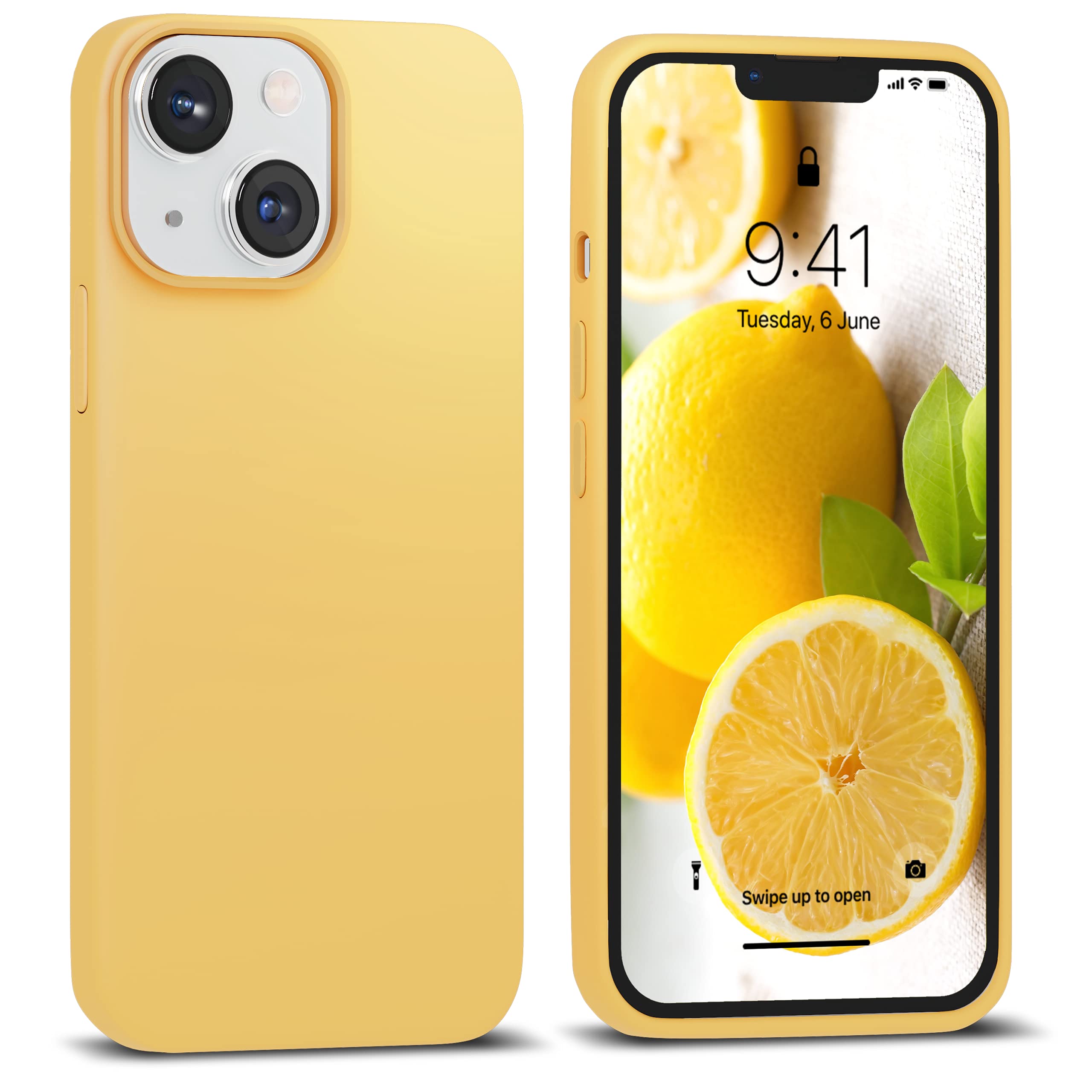 Icesword Iphone 14 Case Yellow (2022), Liquid Silicone Case Phone Cover Slim Protective, Soft Anti Scratch Microfiber Lining,Bri