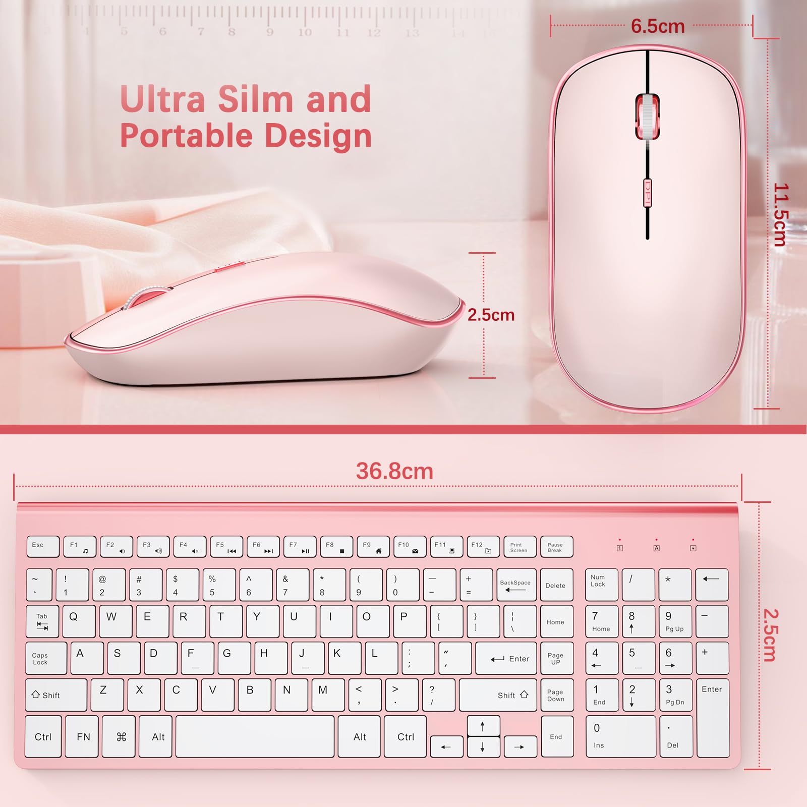 Wireless Keyboard And Mouse,2.4G Full Size And Portable Wireless Keyboard With Numeric Keyboard Or Computer/Desktop/Laptop/Windo