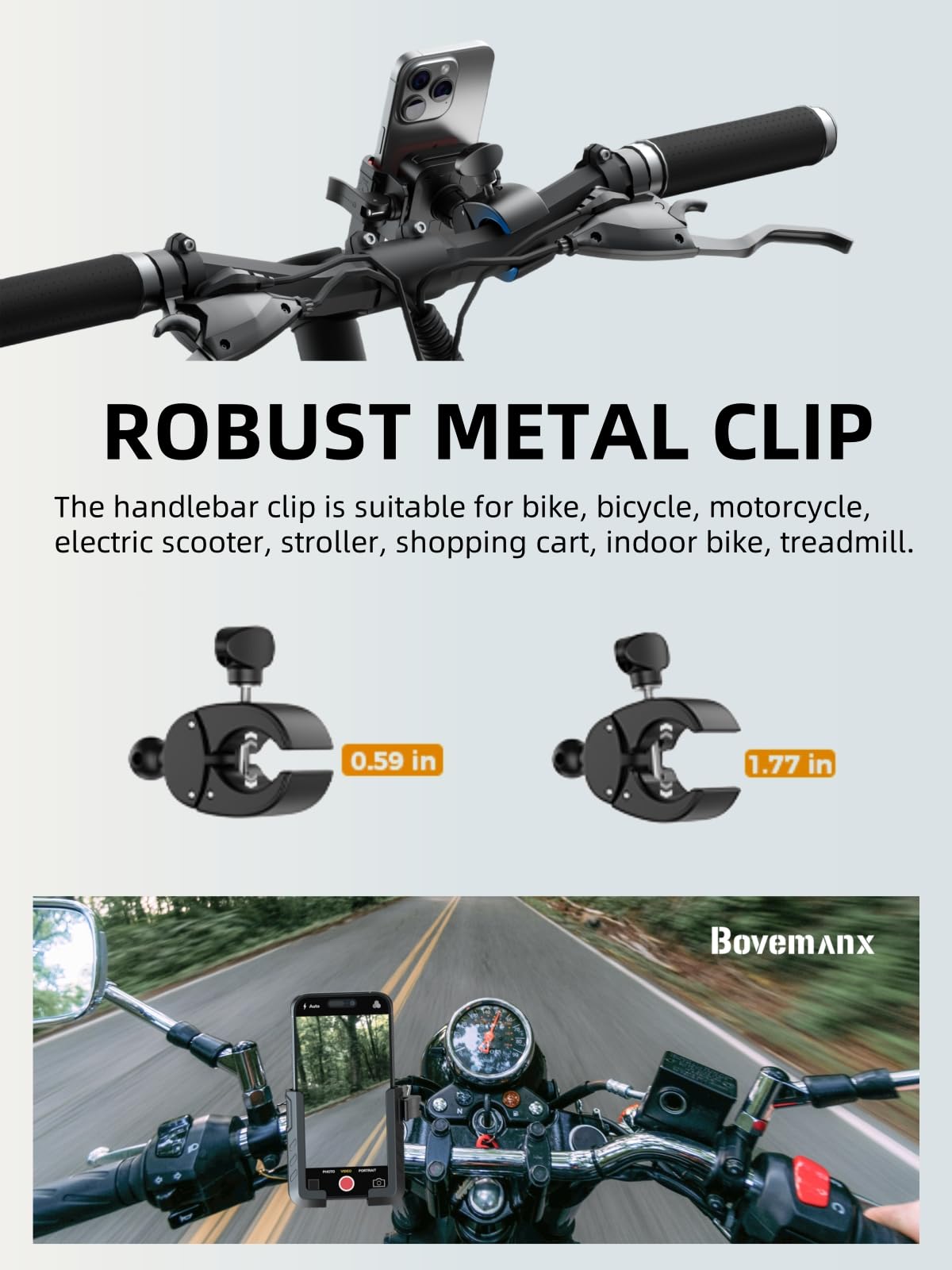 Bike Phone Mount Holder,?Biking & Recording Video? 2025 Universal Motorcycle Phone Mount Bicycle Accessories Handlebar Cell Phon