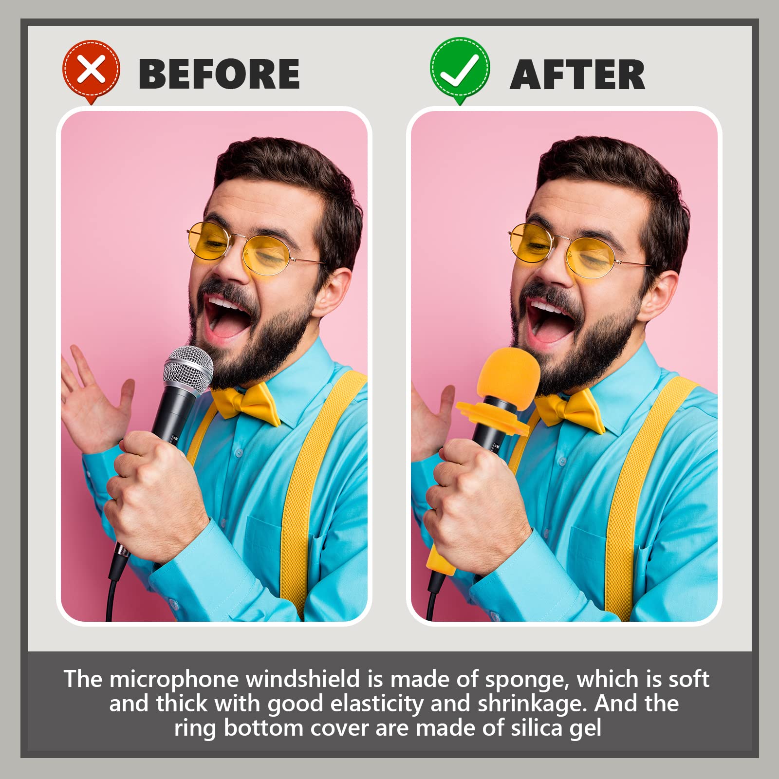 Flutesan 8 Set Shakeproof Wireless Handheld Microphone Protection Silicone Ring Anti Rolling Bottom Rod Sleeve Holder Windscreen