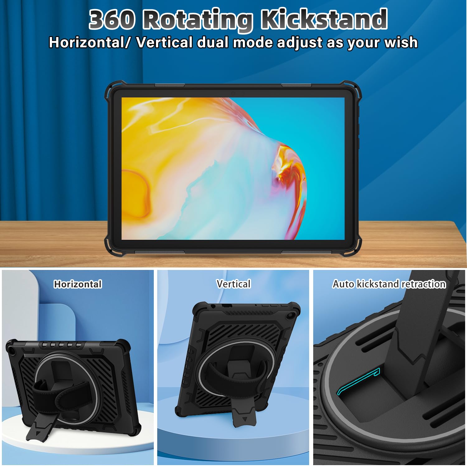 Tasskto For 2023 Release Flrehd 10 Tablet Case 13Th Generation With 360 Rotating Kickstand Hand Strap,(No Screen Protector, For