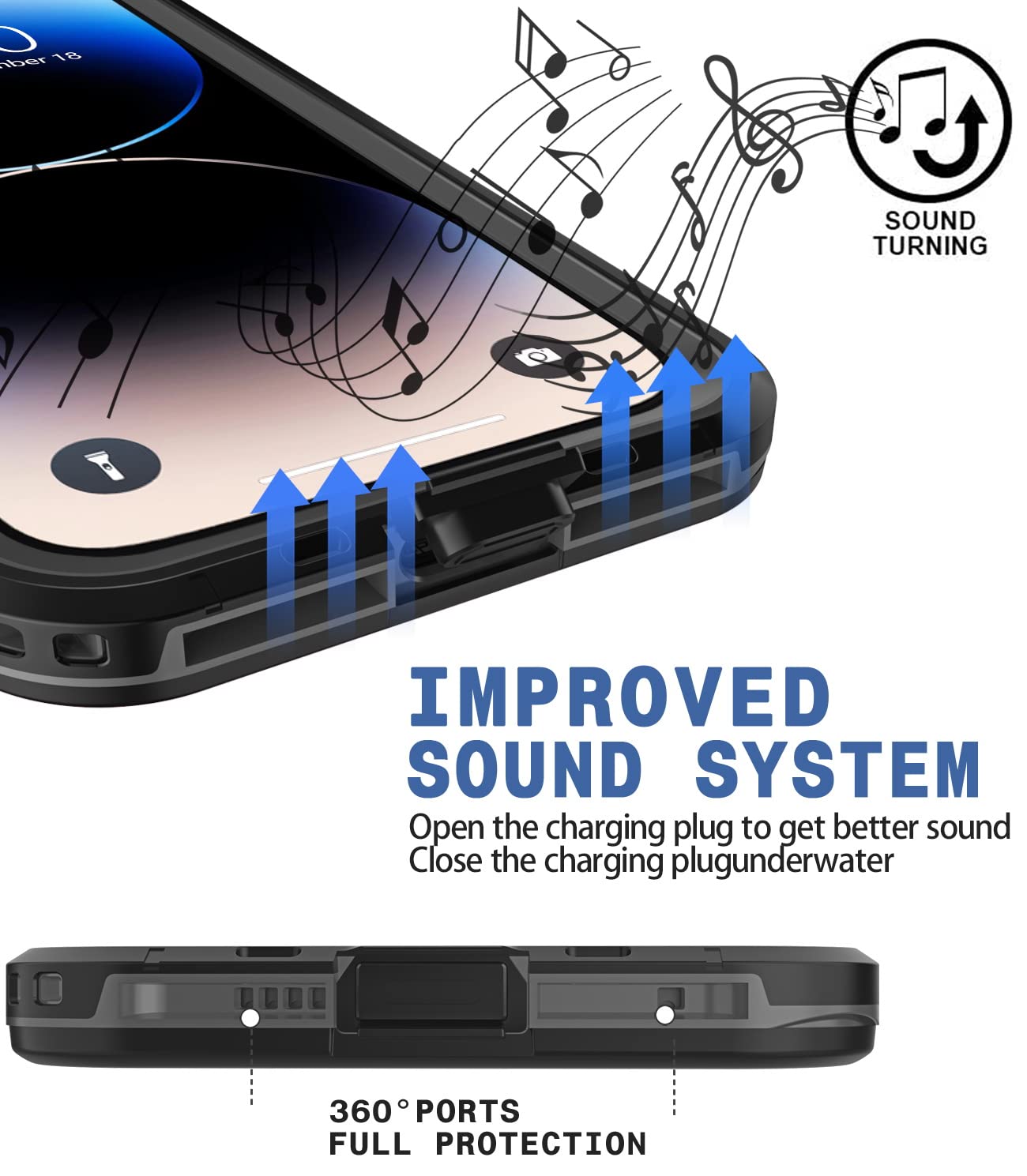 Guirble iPhone 14 Pro Max Waterproof Shockproof Phone Case Polycarbonate Black/Gray 6.7''