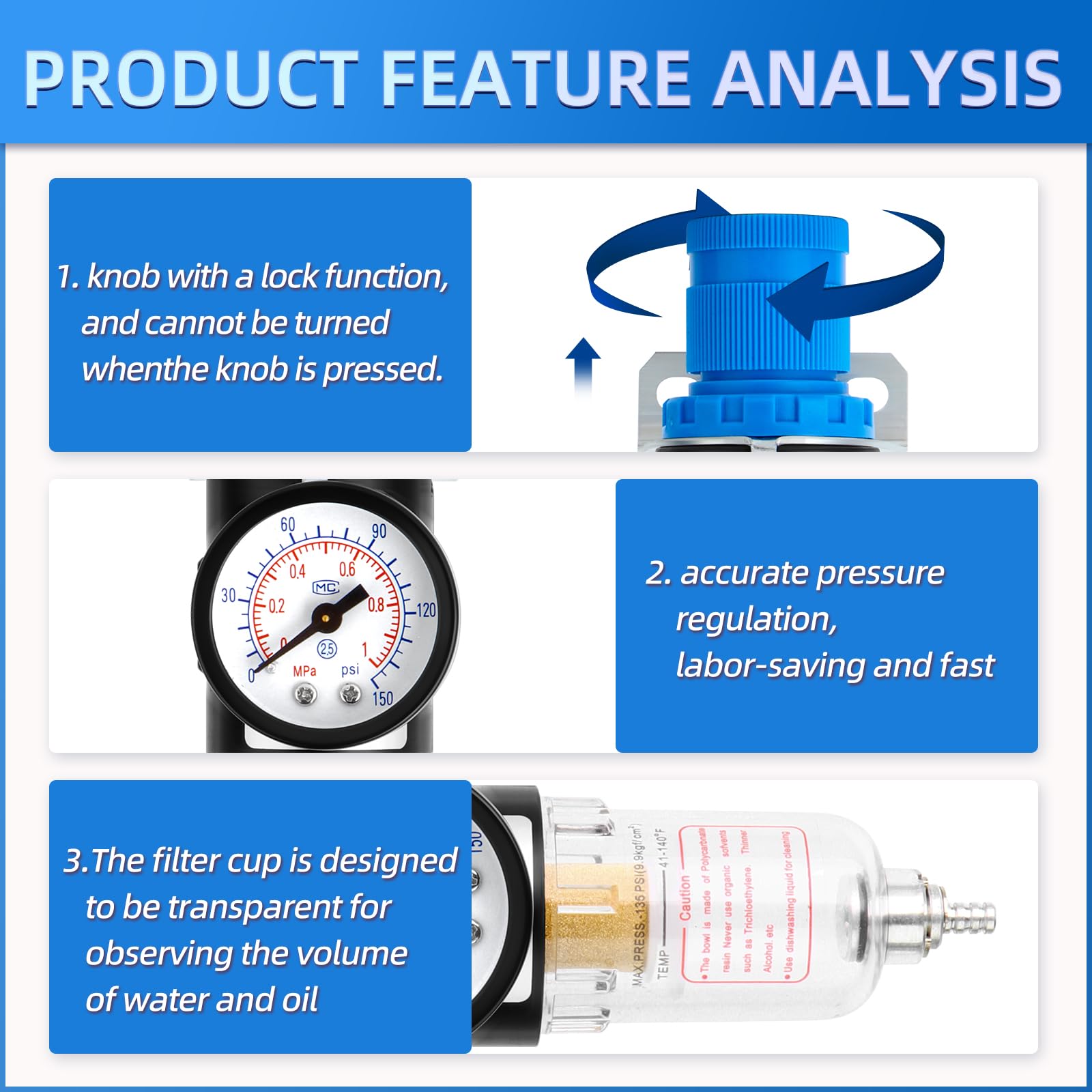 Meanlin Measure Air Compressor Pressure Switch Control Valve 95 125 Psi 110V 240V 4 Way Replacement Parts With Afr2000 Air Line