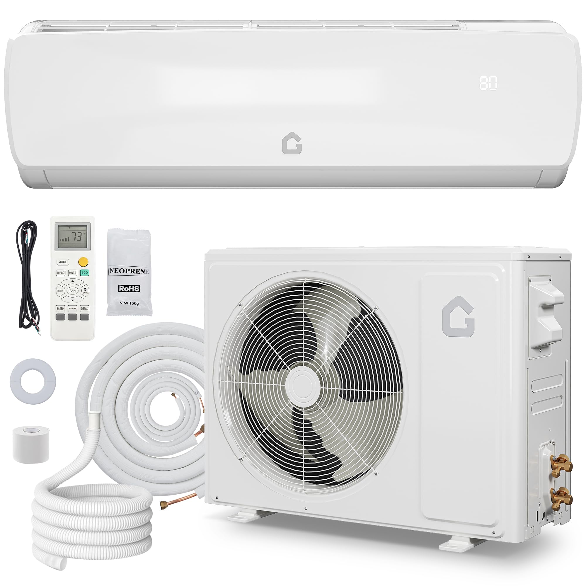 GarveeTech 12000 BTU Mini Split Air Conditioner Heat Pump, 19 SEER2 115V Energy Efficient Inverter Ductless System Cools Up to 7