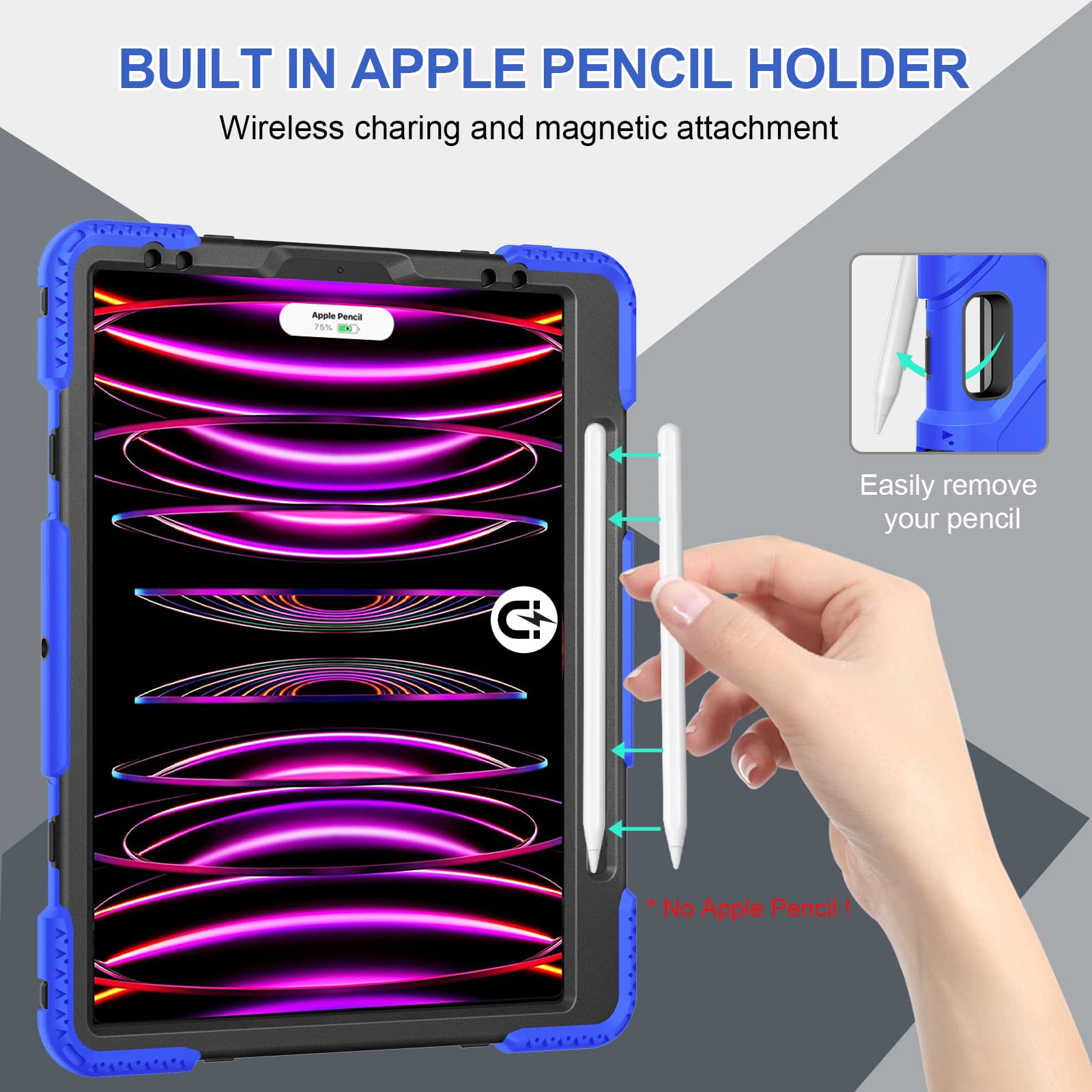 Supfives Case For Ipad Pro 12.9 Inch 2022: Upgraded Military Grade Shockproof Full Body Protective Cover With Stand Pencil Holde